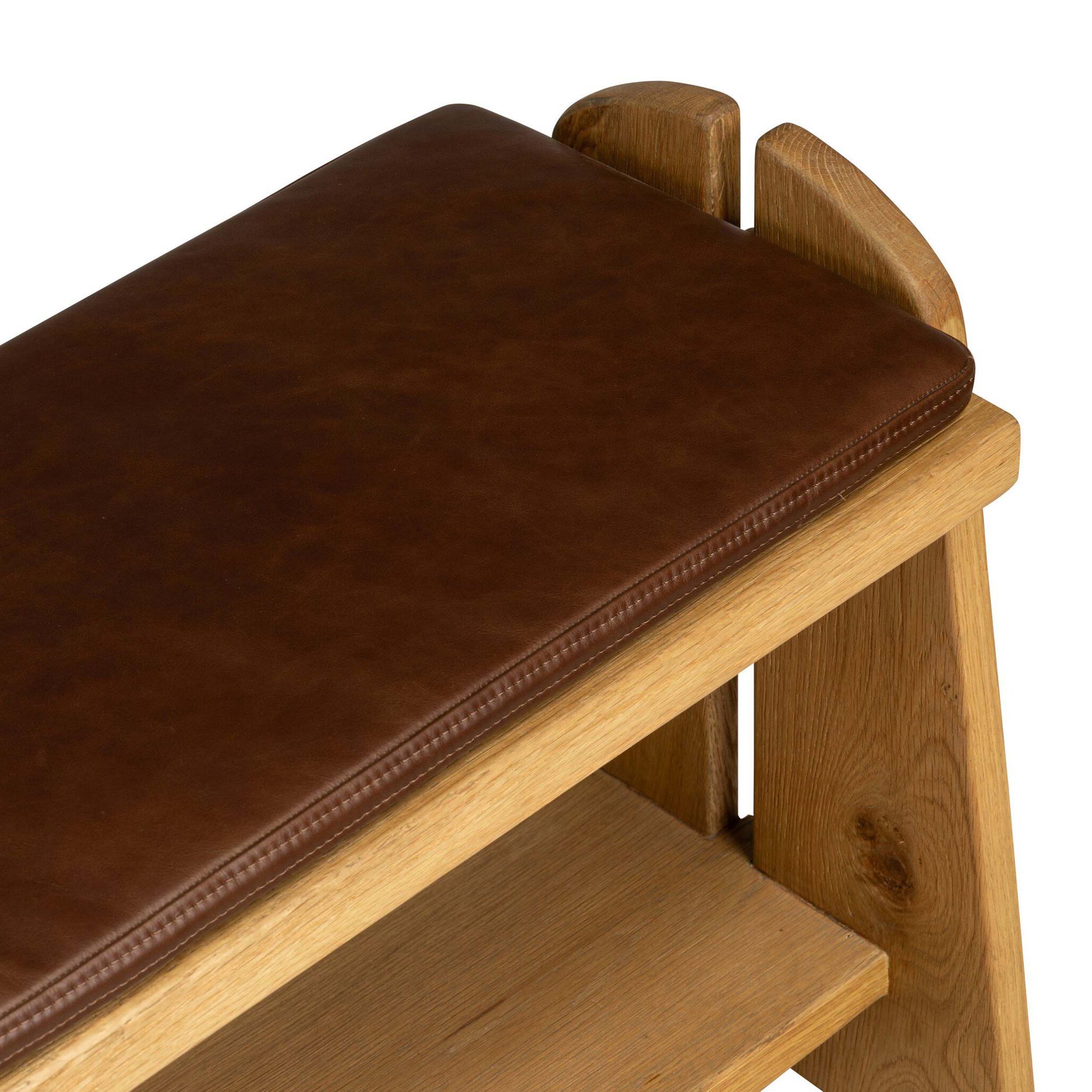 Landrea Leather Accent Bench, Havana Brown by Four Hands - Image 6