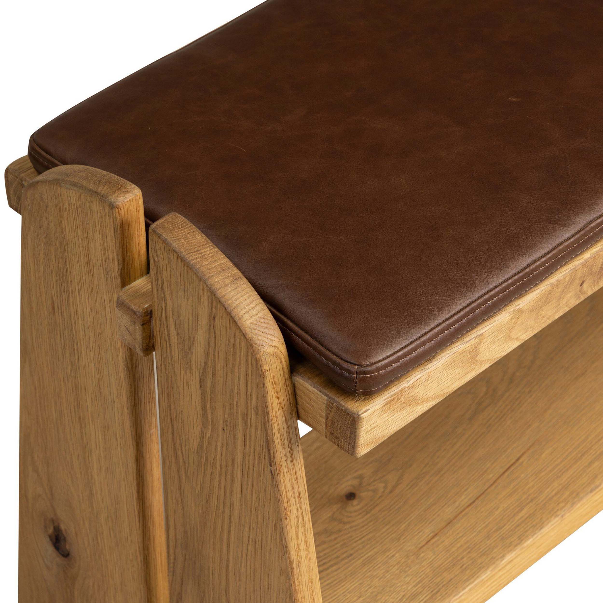 Landrea Leather Accent Bench, Havana Brown by Four Hands - Image 7