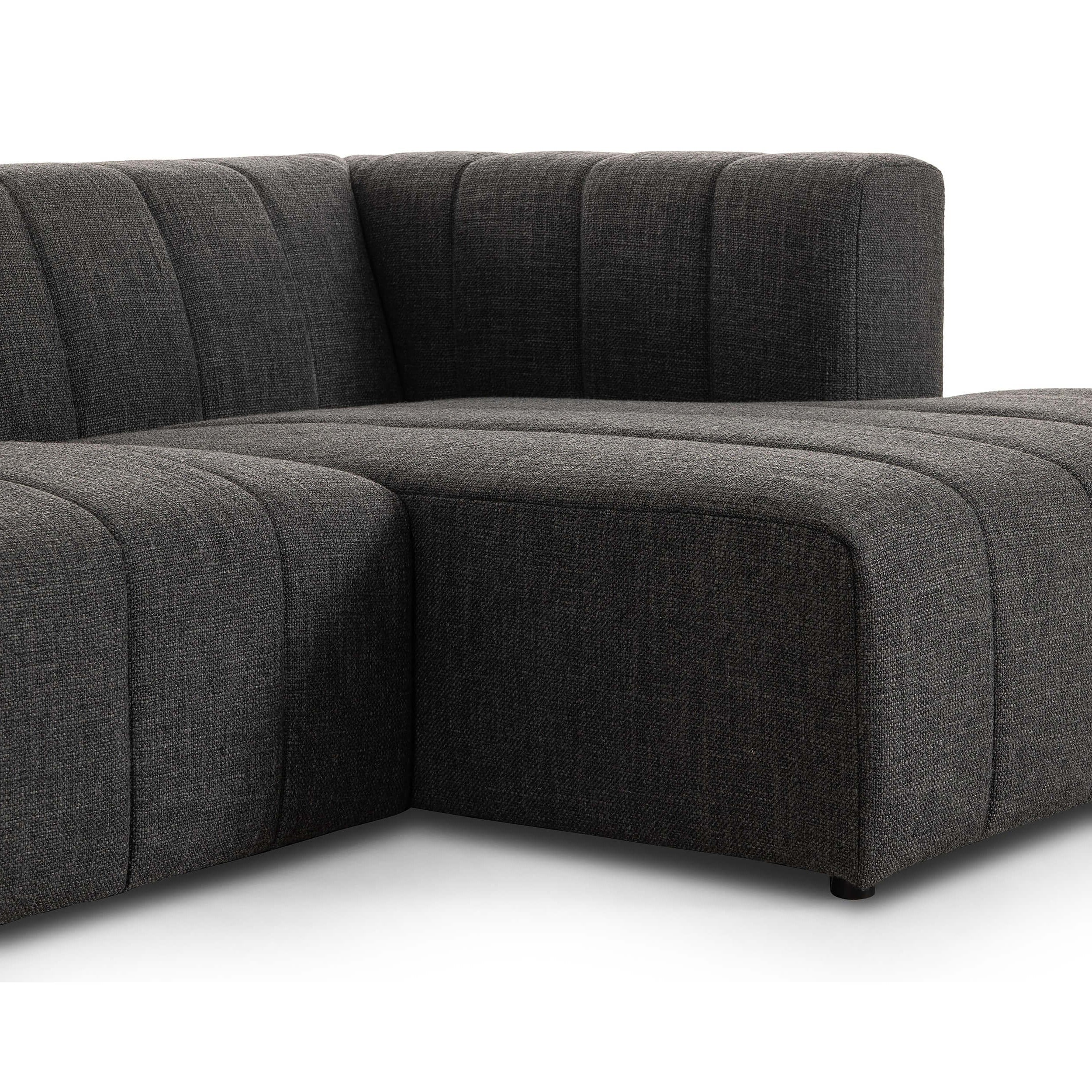 Langham Channeled 2 Piece Chaise Sectional, Saxon Charcoal - Image 8