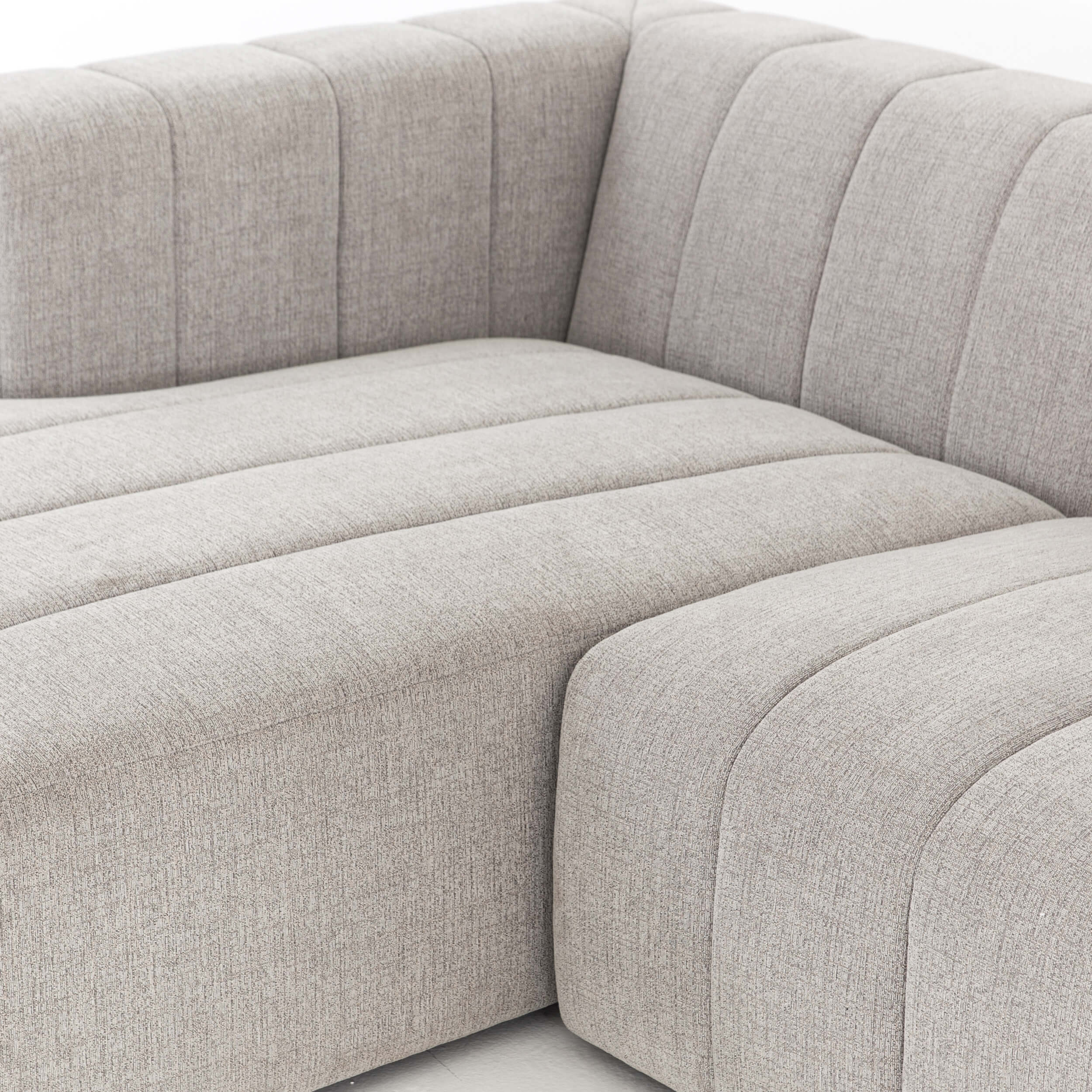 Langham Channeled 3 Piece Chaise Sectional w/Ottoman, Napa Sandstone - Image 5
