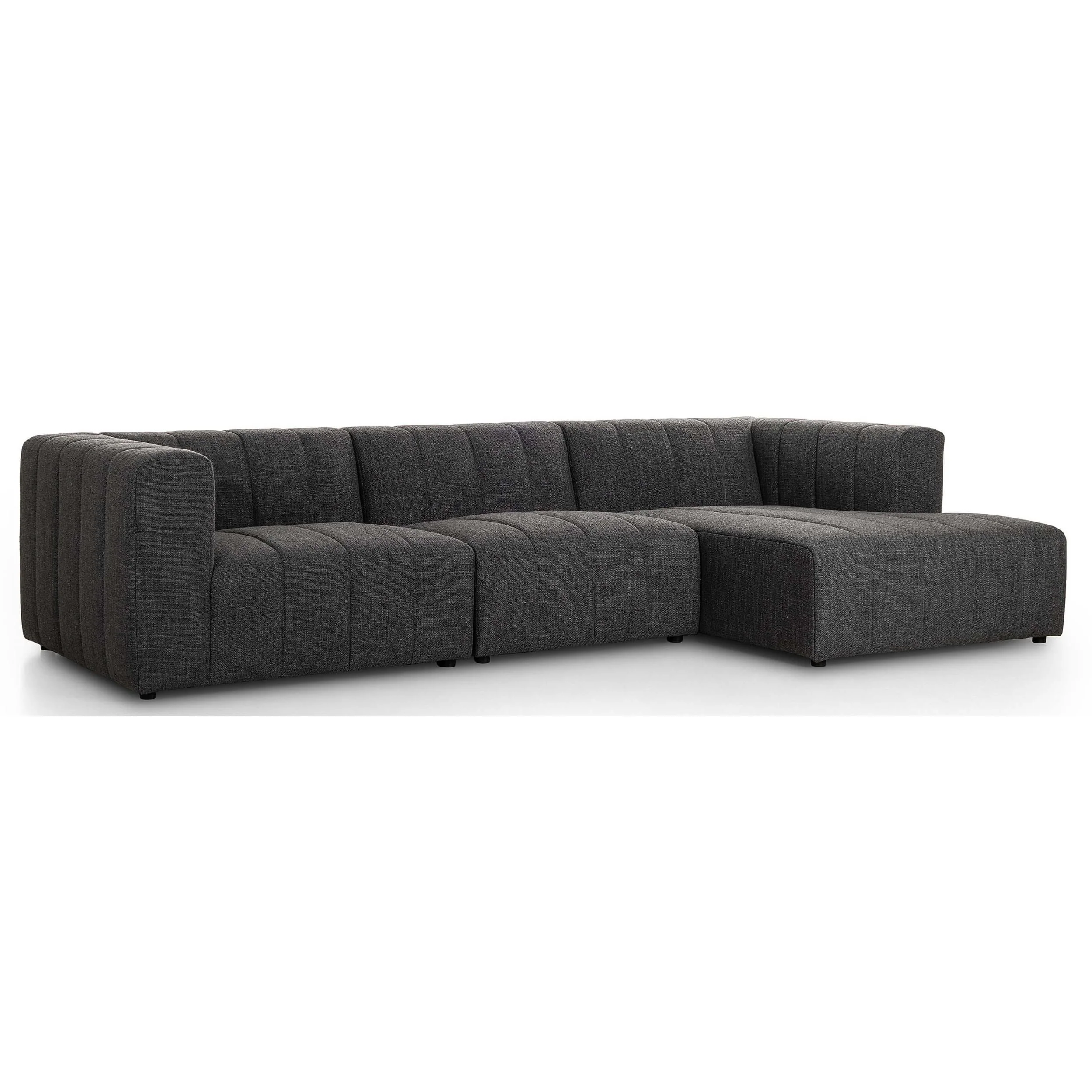 Langham Channeled 3 Piece Sectional, Saxon Charcoal - Image 5