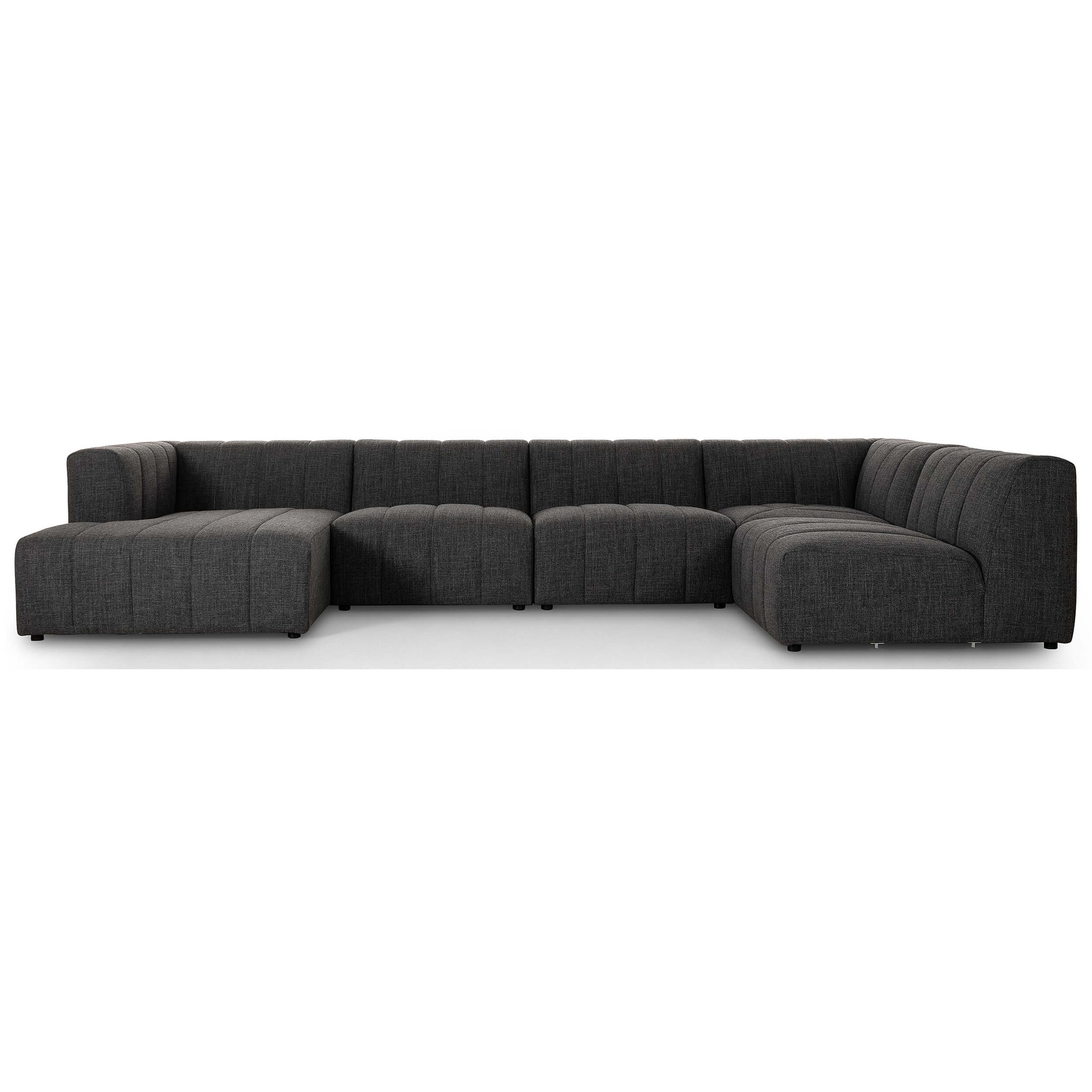 Langham Channeled 5 Piece Sectional w/ Chaise, Saxon Charcoal - Image 2