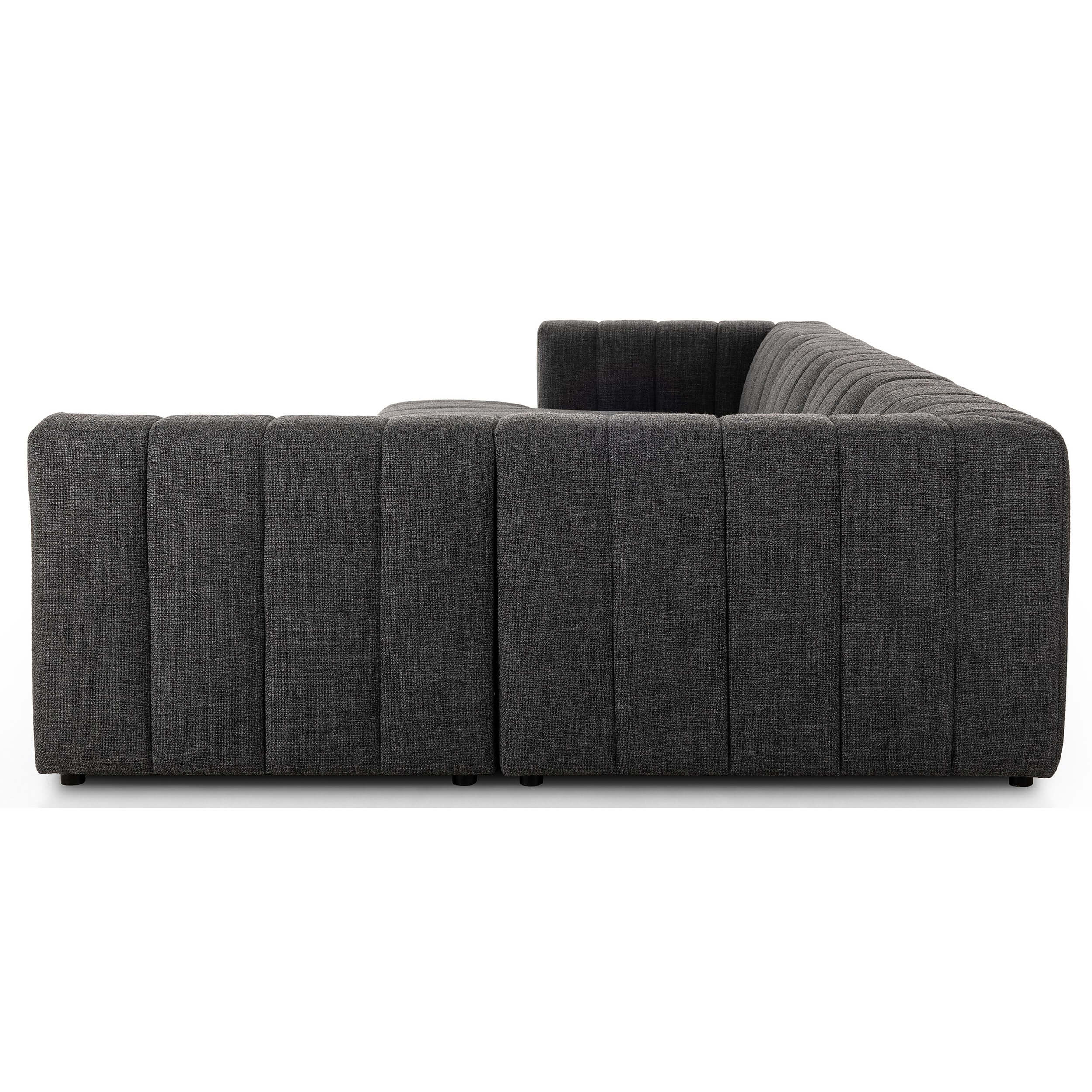 Langham Channeled 5 Piece Sectional w/ Chaise, Saxon Charcoal - Image 3
