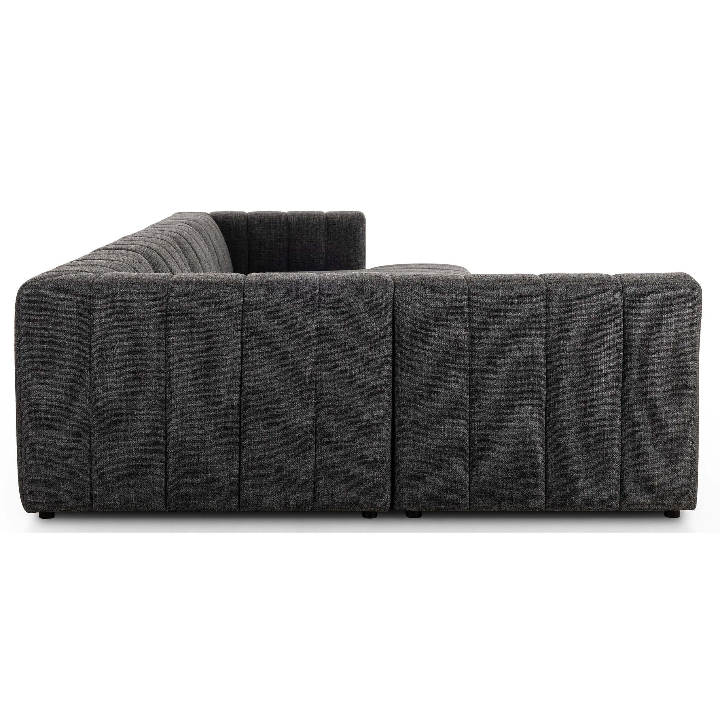 Langham Channeled 5 Piece Sectional w/ Chaise, Saxon Charcoal - Image 7