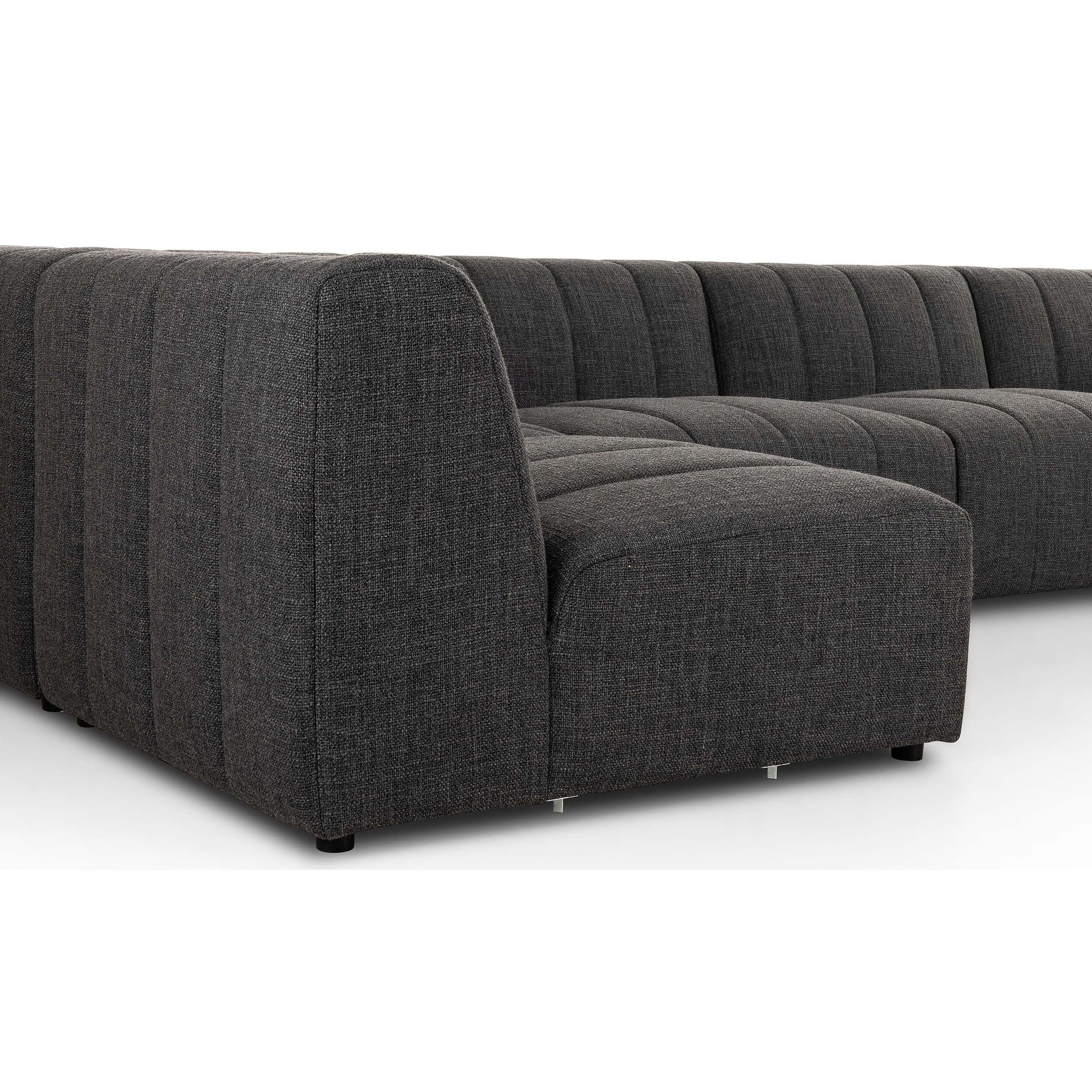 Langham Channeled 5 Piece Sectional w/ Chaise, Saxon Charcoal - Image 8