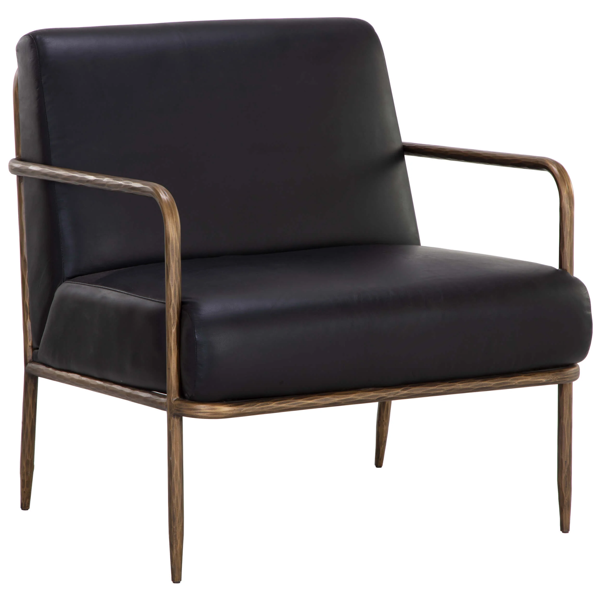 Lathan Leather Chair, Charcoal Black