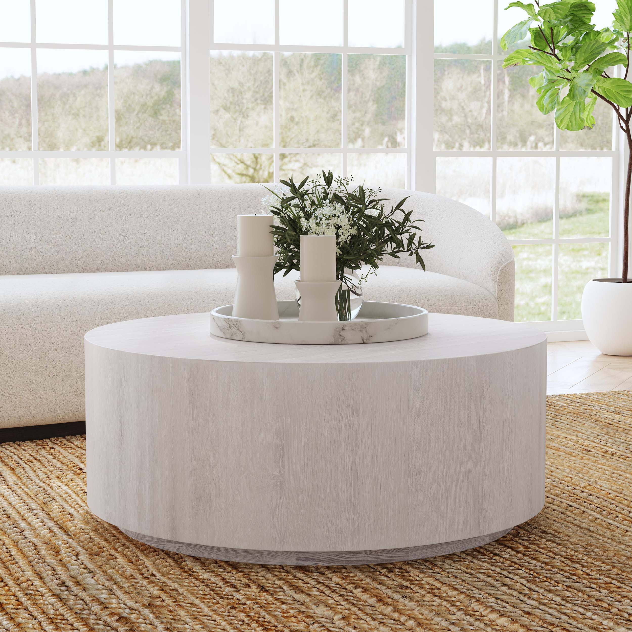 Layne Round Coffee Table, Milk White - Image 4