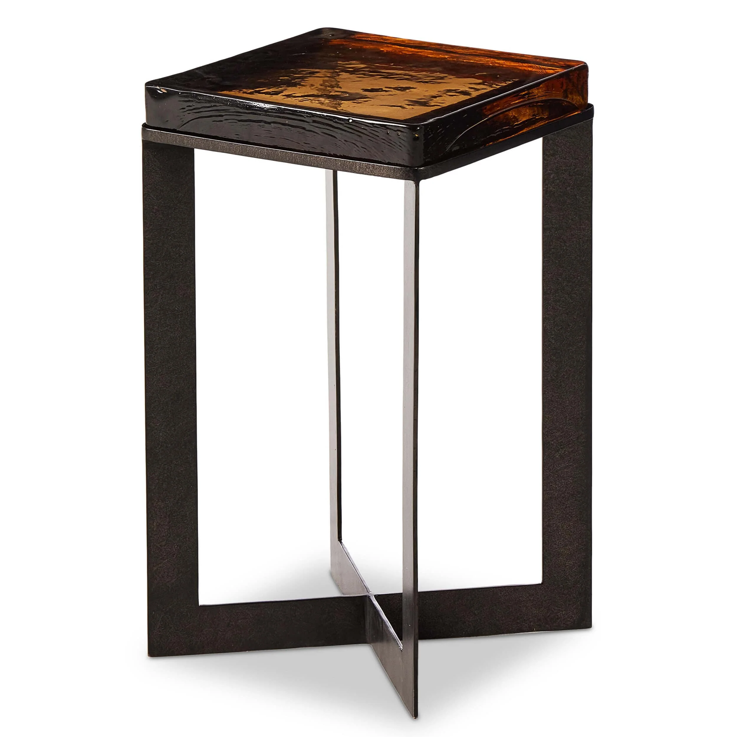 Lennie Cast Glass End Table, Amber by Four Hands