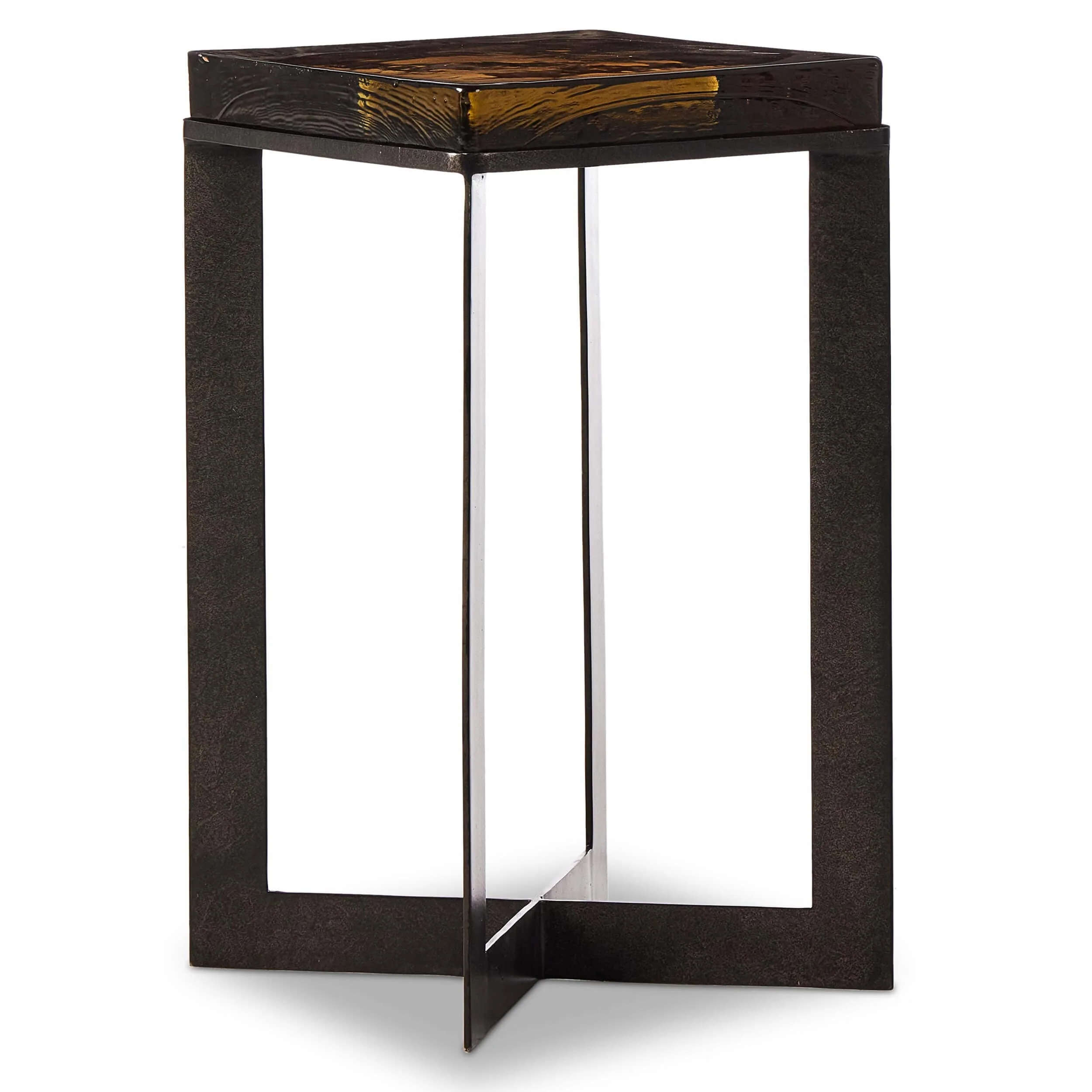 Lennie Cast Glass End Table, Amber by Four Hands - Image 3