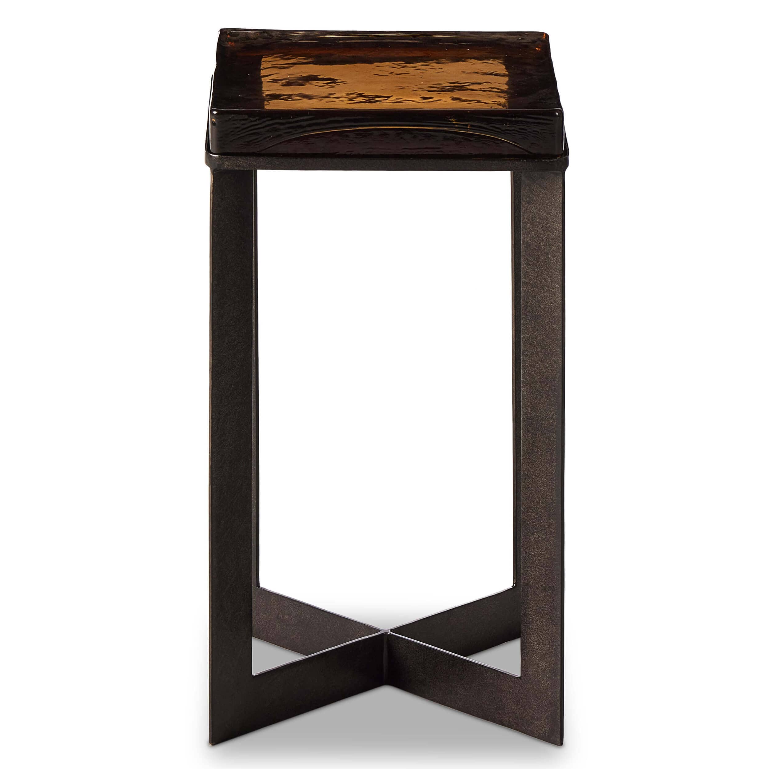 Lennie Cast Glass End Table, Amber by Four Hands - Image 4