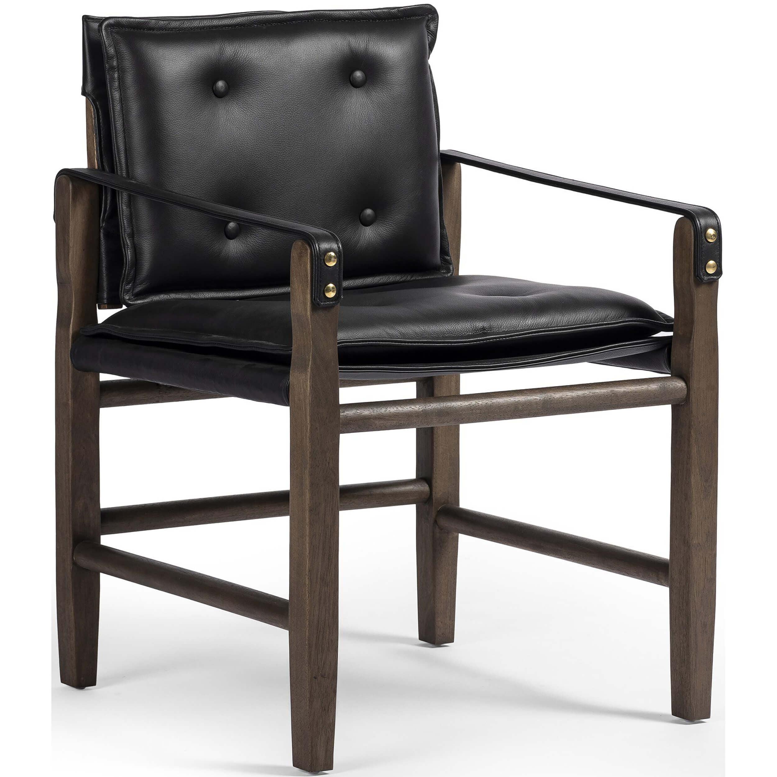 Lenz Leather Dining Arm Chair, Carson Black by Four Hands