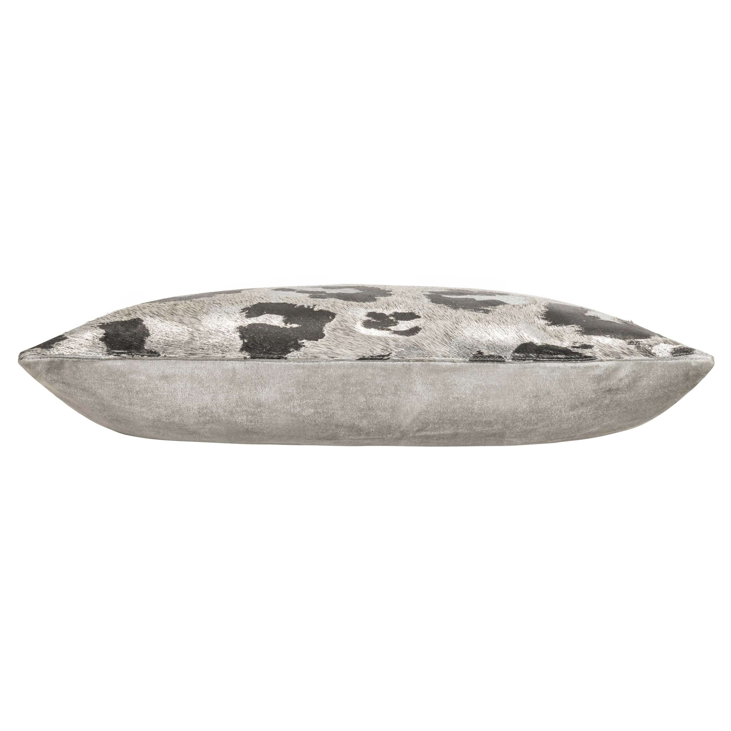 Leopard Print Hair in Hide Pillow, Grey/Silver/Black - Image 2