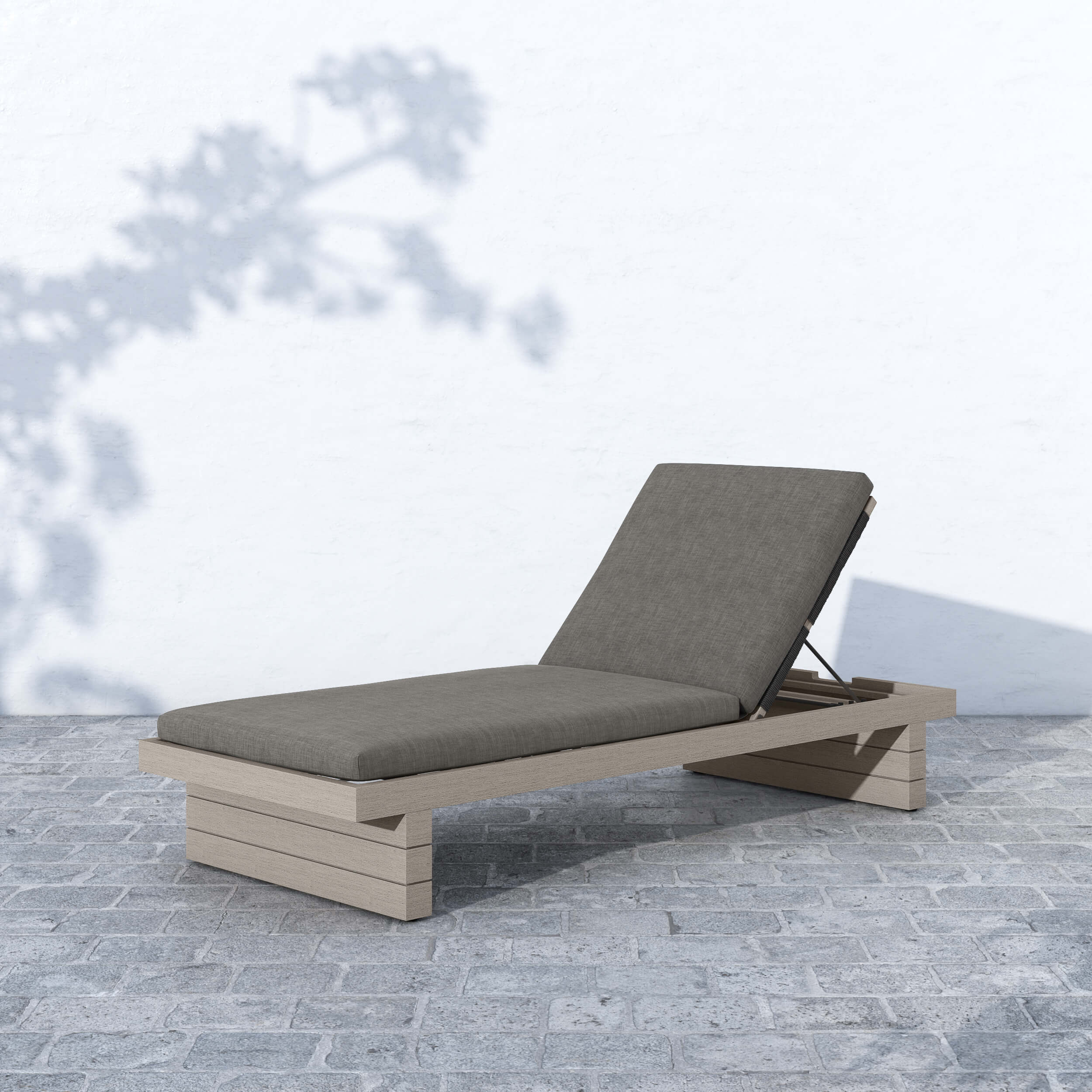 Leroy Outdoor Chaise, Charcoal/Weathered Grey by Four Hands - Image 4