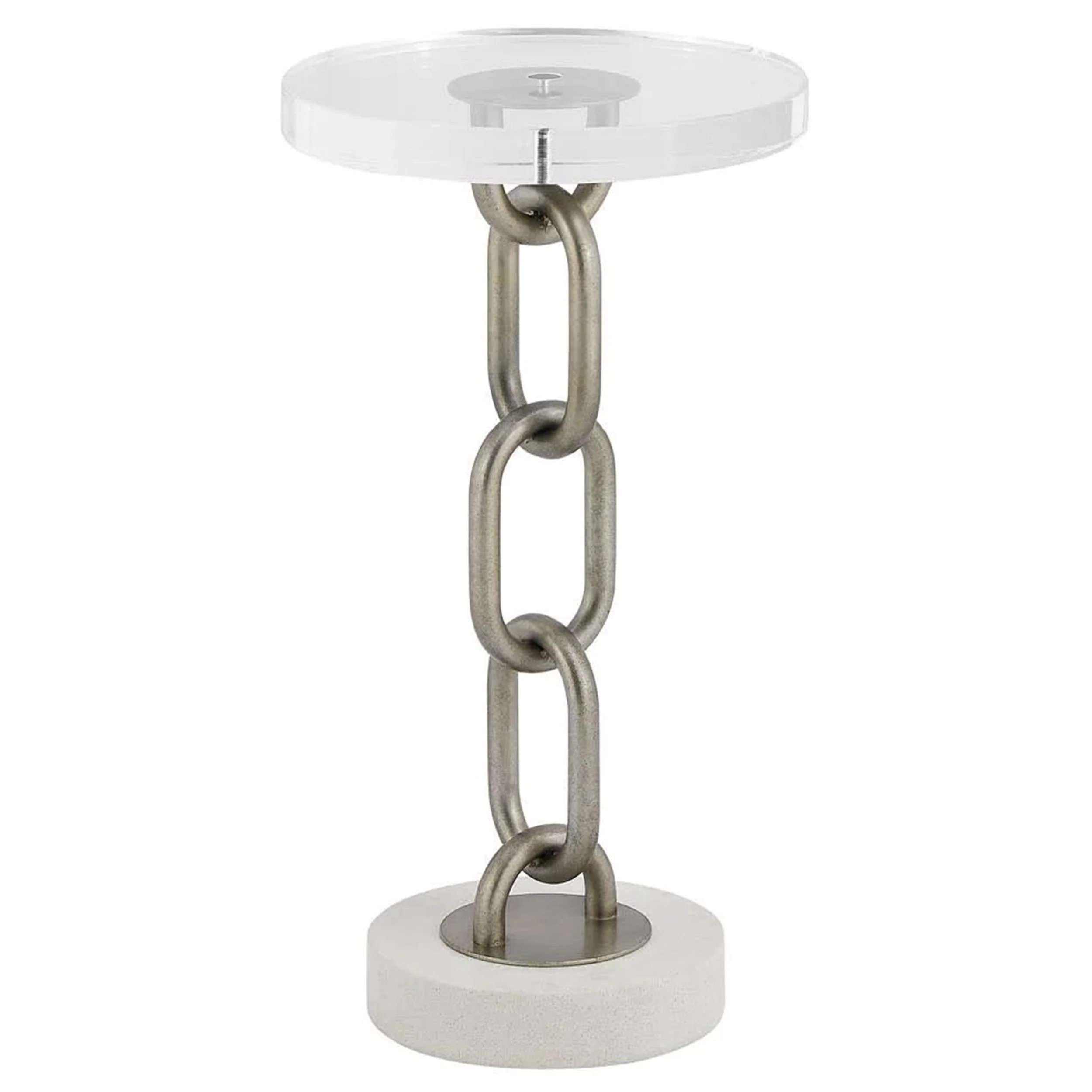 Link Accent Table, Aged Pewter