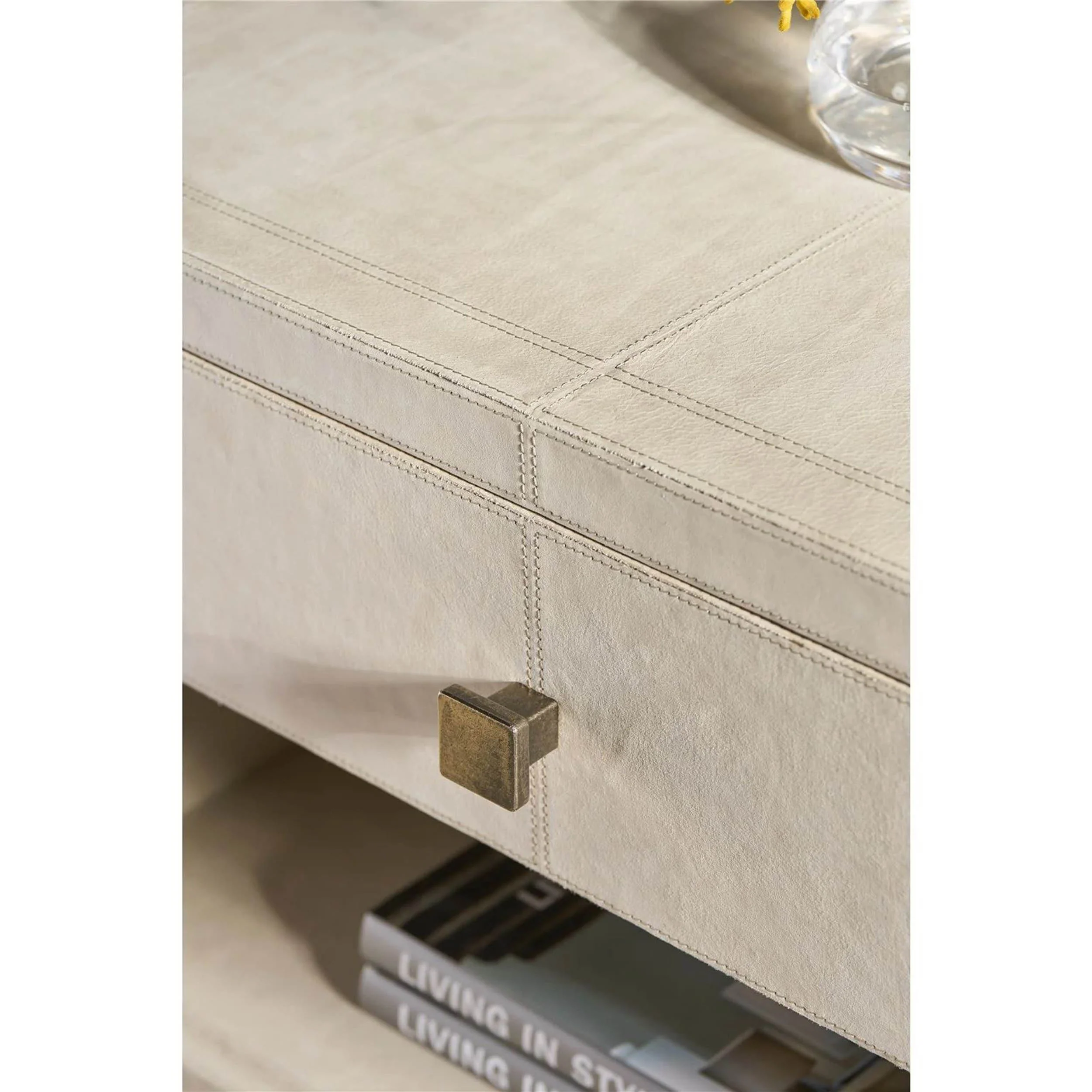 Lira 2 Drawer Nightstand, Grey Leather - Image 6