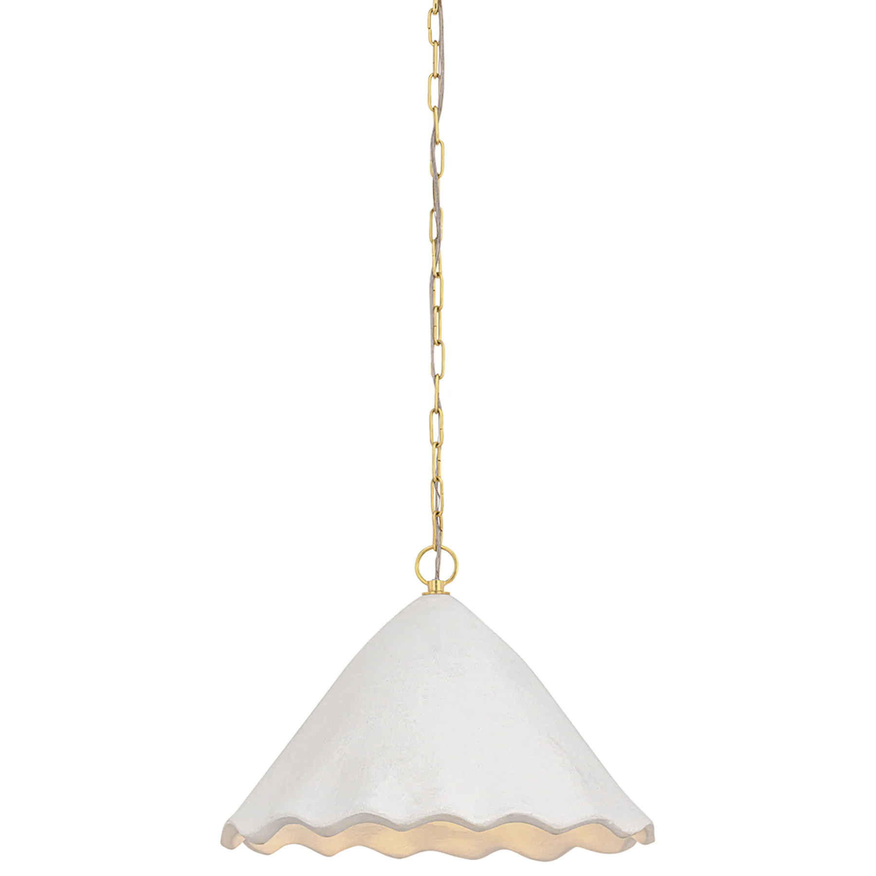 Lulu Pendant, Aged Brass/White Plaster