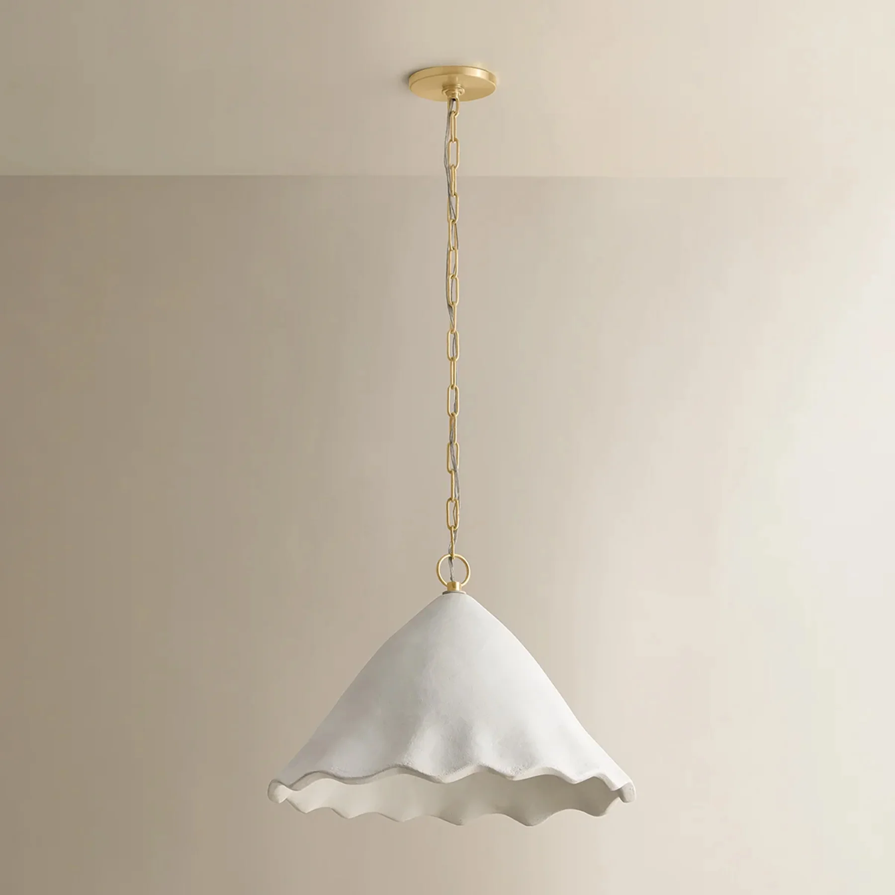 Lulu Pendant, Aged Brass/White Plaster - Image 2