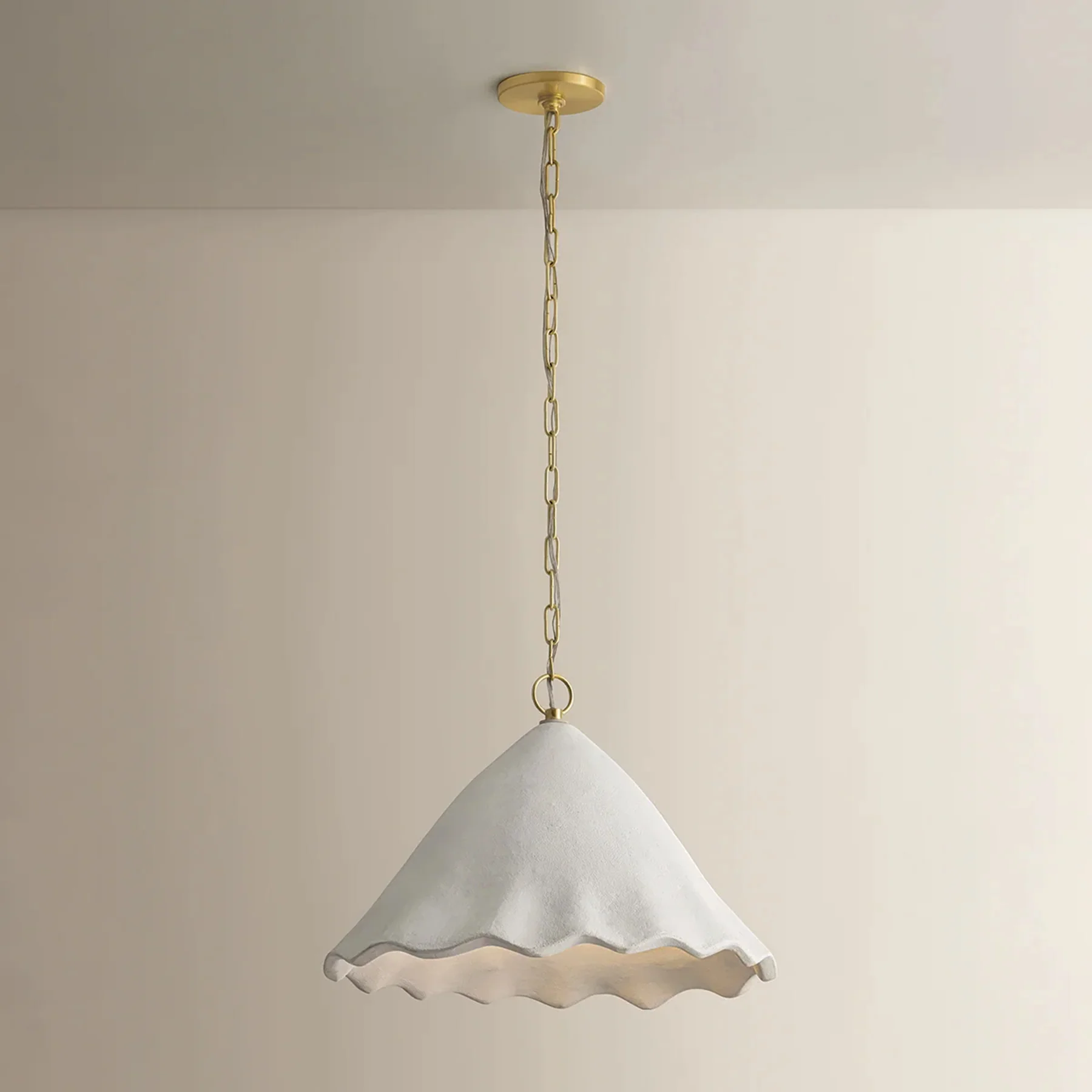 Lulu Pendant, Aged Brass/White Plaster - Image 3