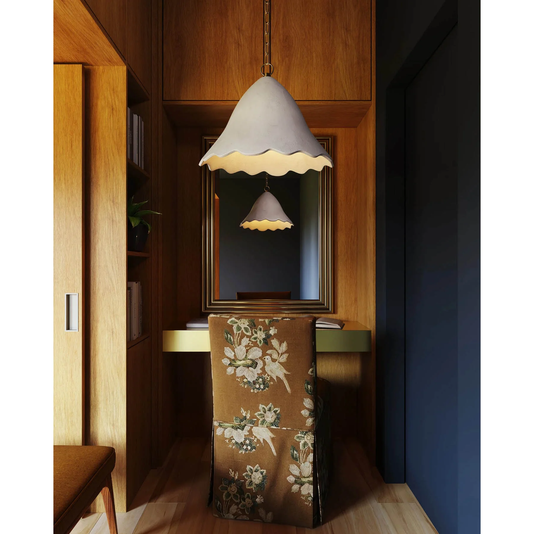 Lulu Pendant, Aged Brass/White Plaster - Image 6