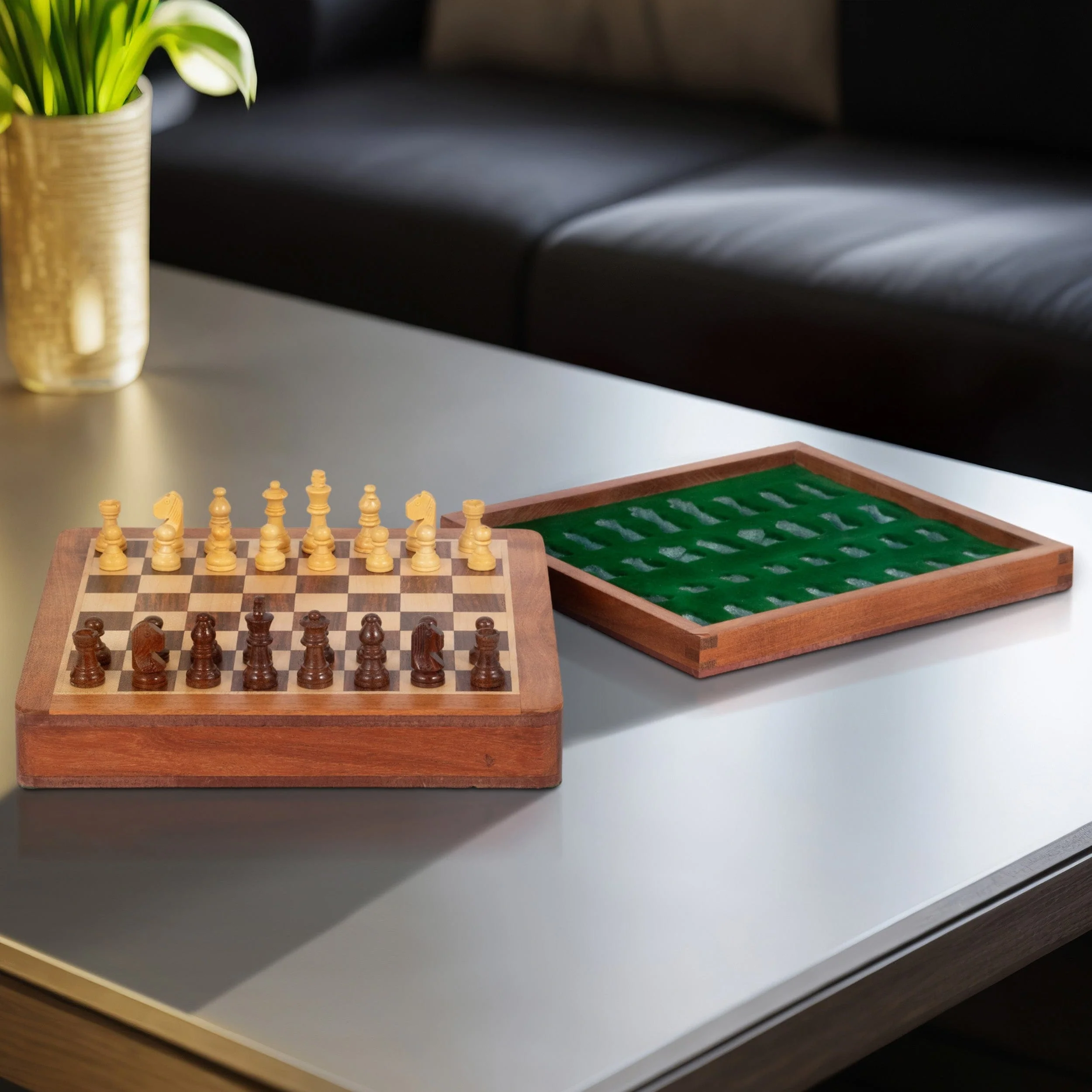 Magnetic Chess Set, Natural - Image 6