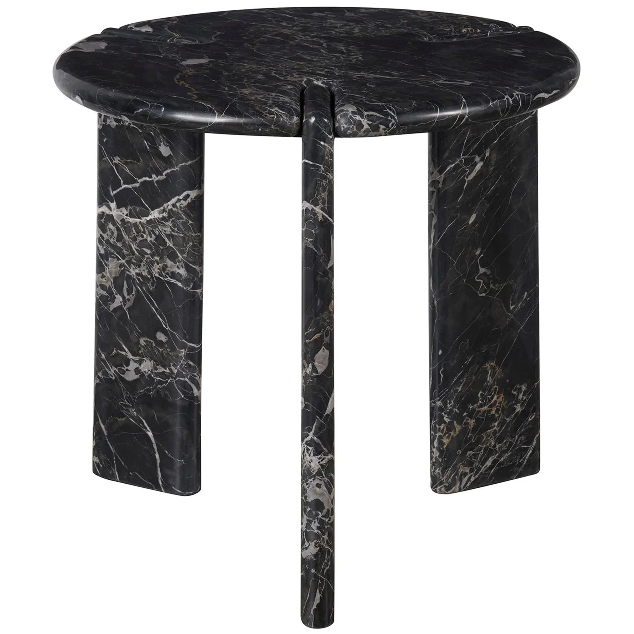 Magnus Round End Table, Golden Portoro