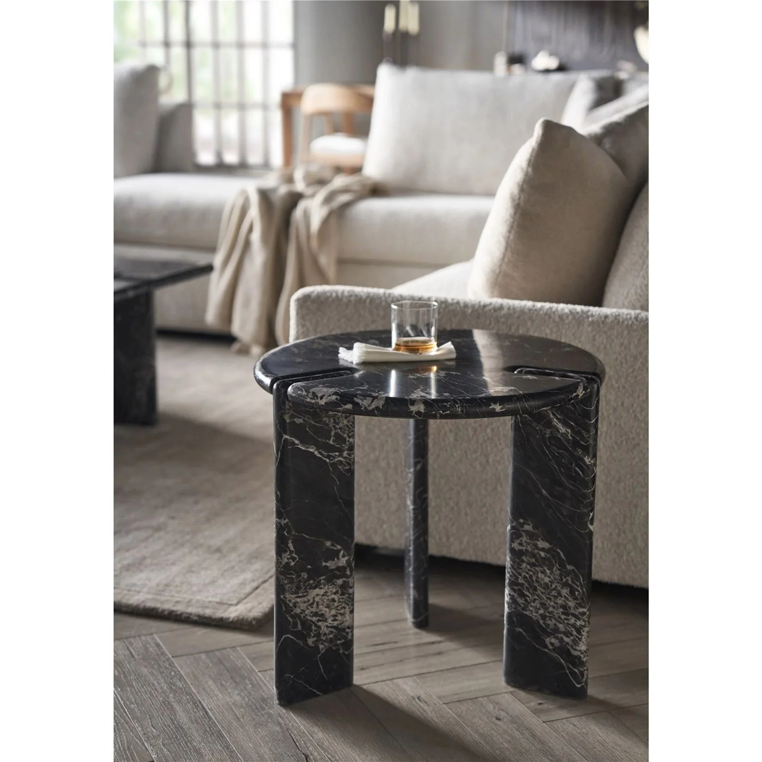 Magnus Round End Table, Golden Portoro - Image 4