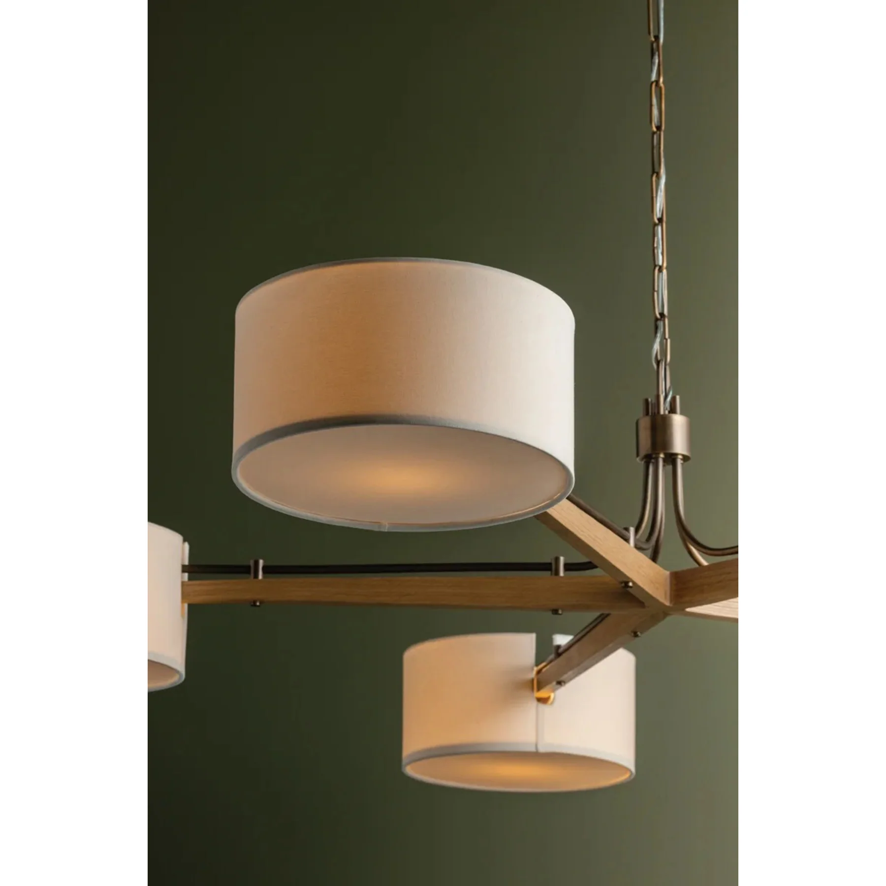 Mailo 3 Light Chandelier, Patina Brass/White Oak - Image 3