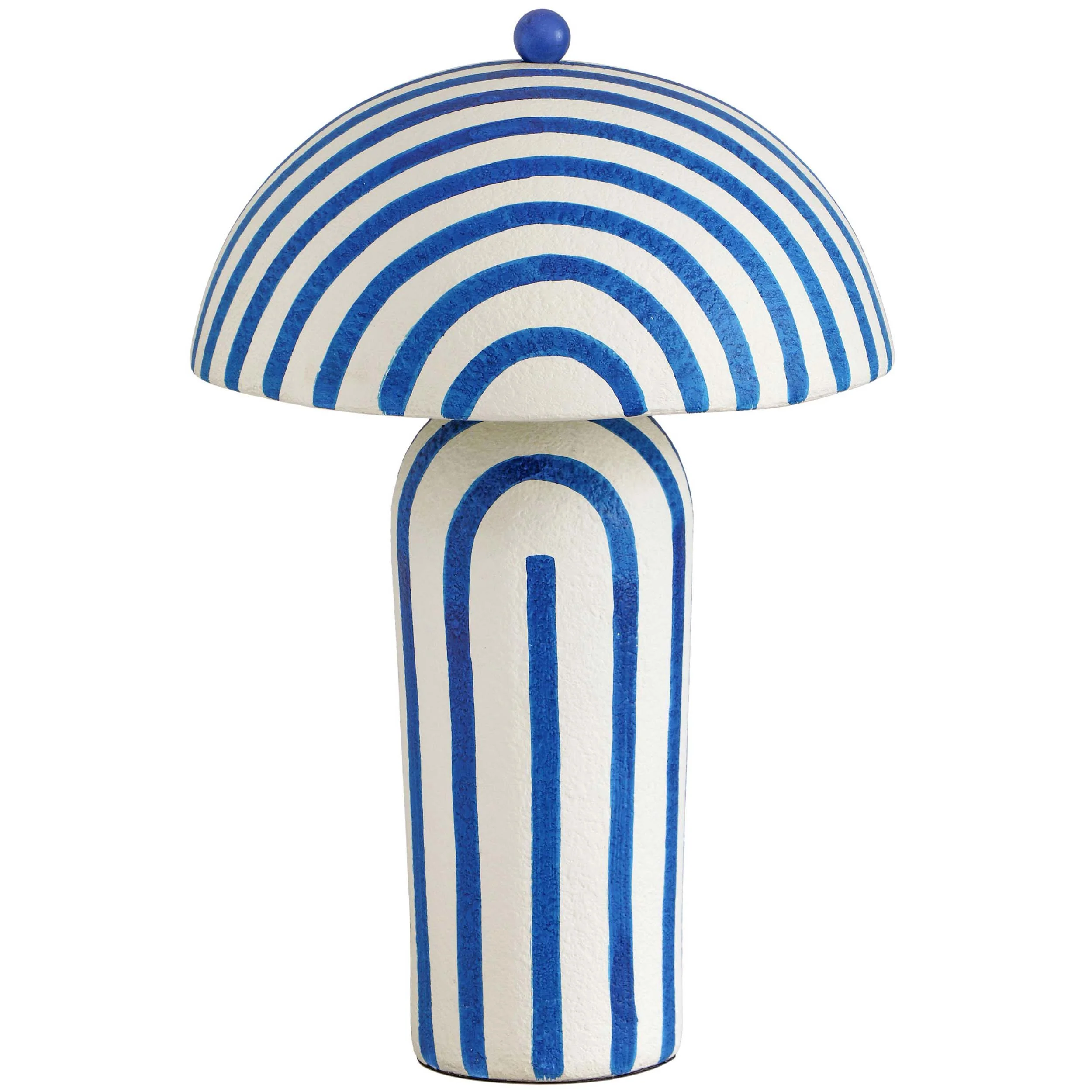 Maiori Striped Papier Mache Table Lamp, Blue/Off-White - Image 3