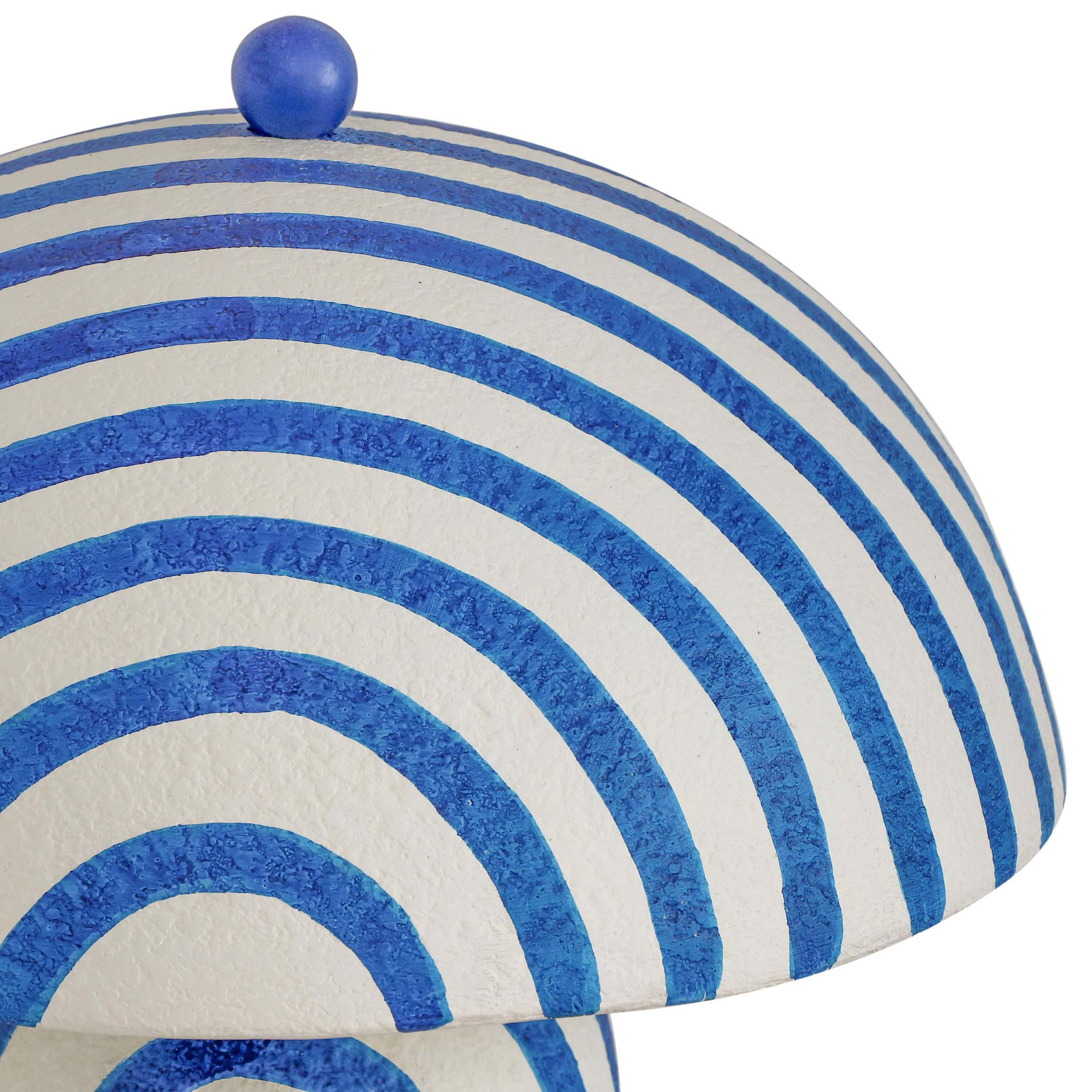 Maiori Striped Papier Mache Table Lamp, Blue/Off-White - Image 4