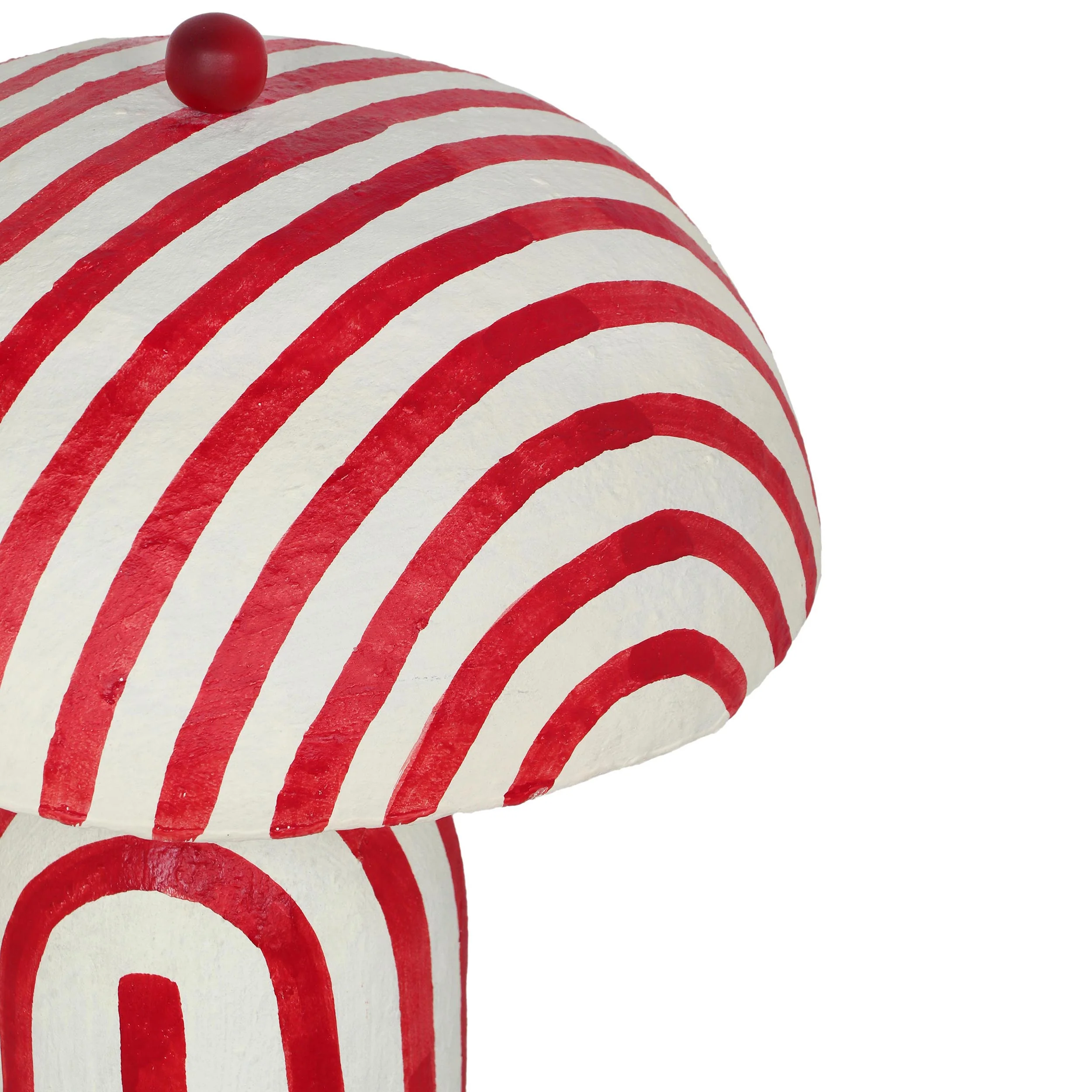 Maiori Striped Papier Mache Table Lamp, Red/Off-White - Image 3