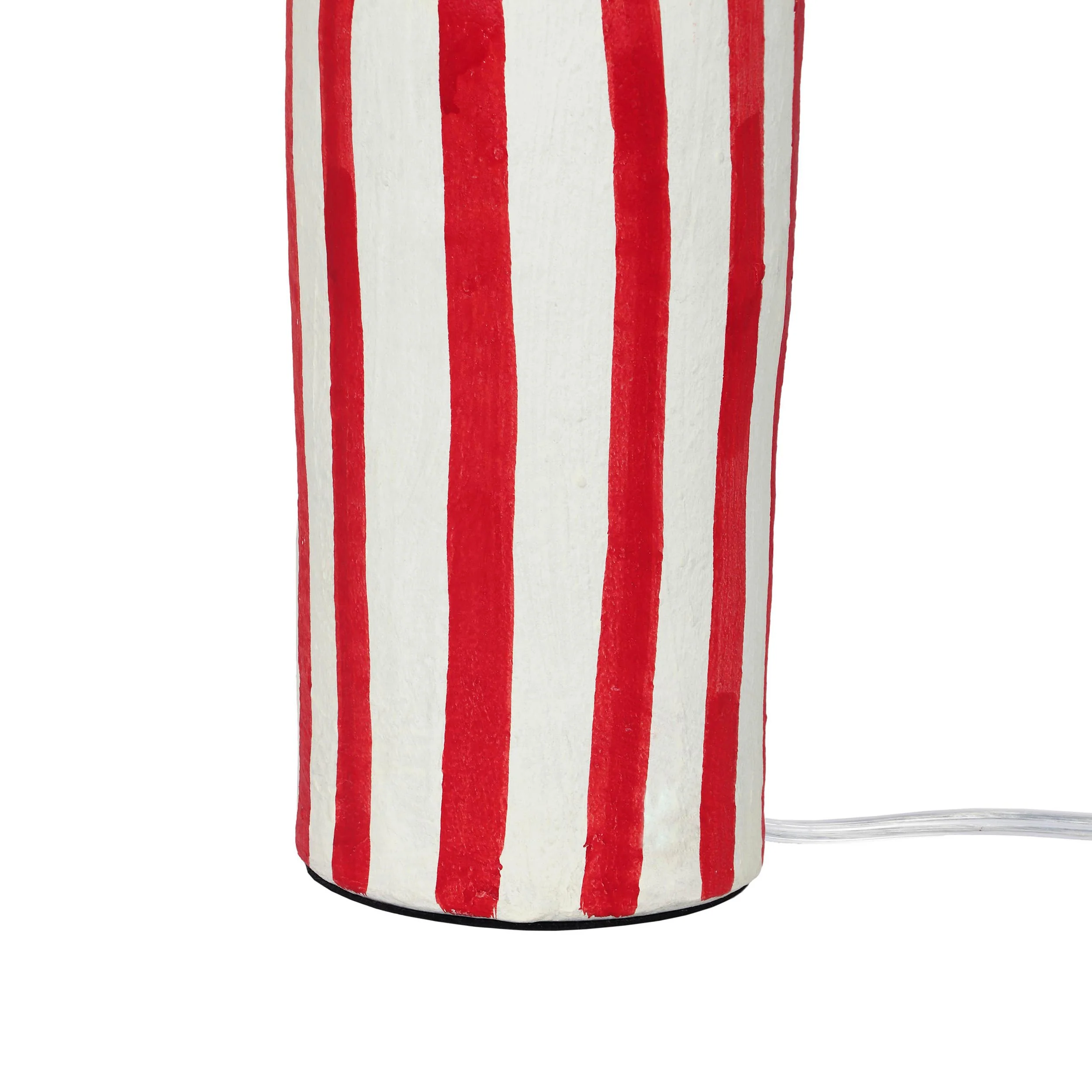 Maiori Striped Papier Mache Table Lamp, Red/Off-White - Image 4