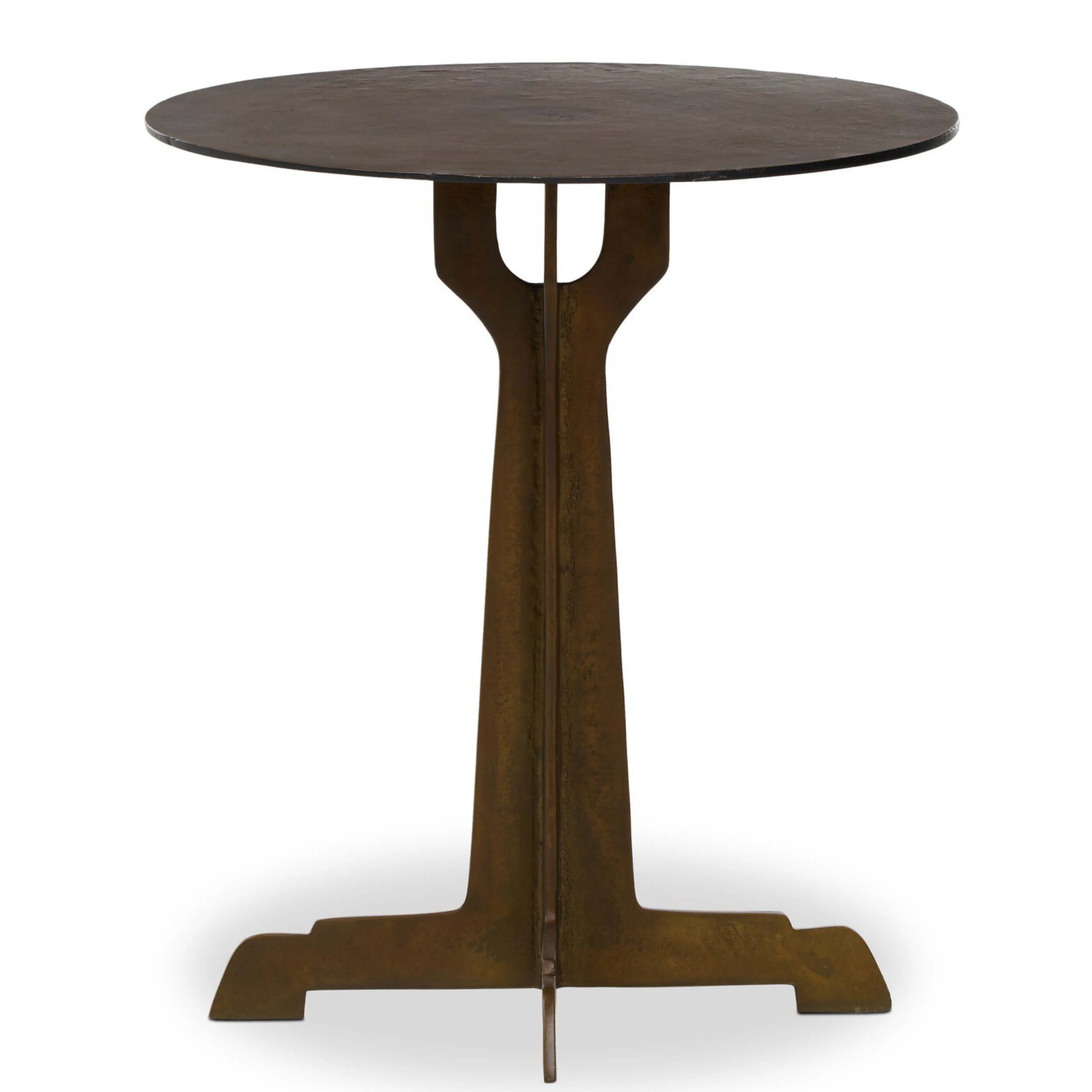 Malloy Outdoor Round End Table, Antiqued Brass by Four Hands - Image 2