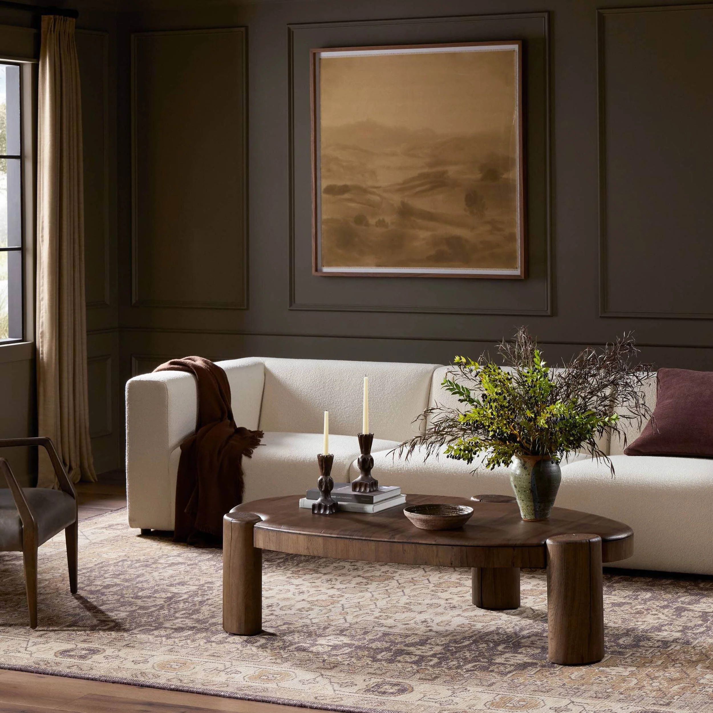 Kamira Oval Coffee Table, Dark Spalted Primavera by Four Hands - Image 7