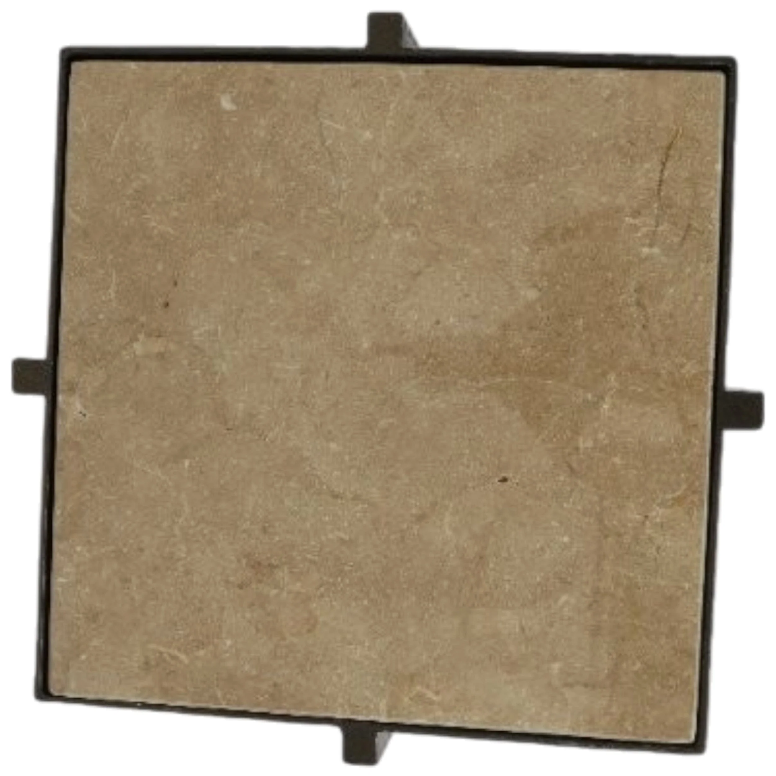 Marble and Forged Metal Accent Table, Beige - Image 2