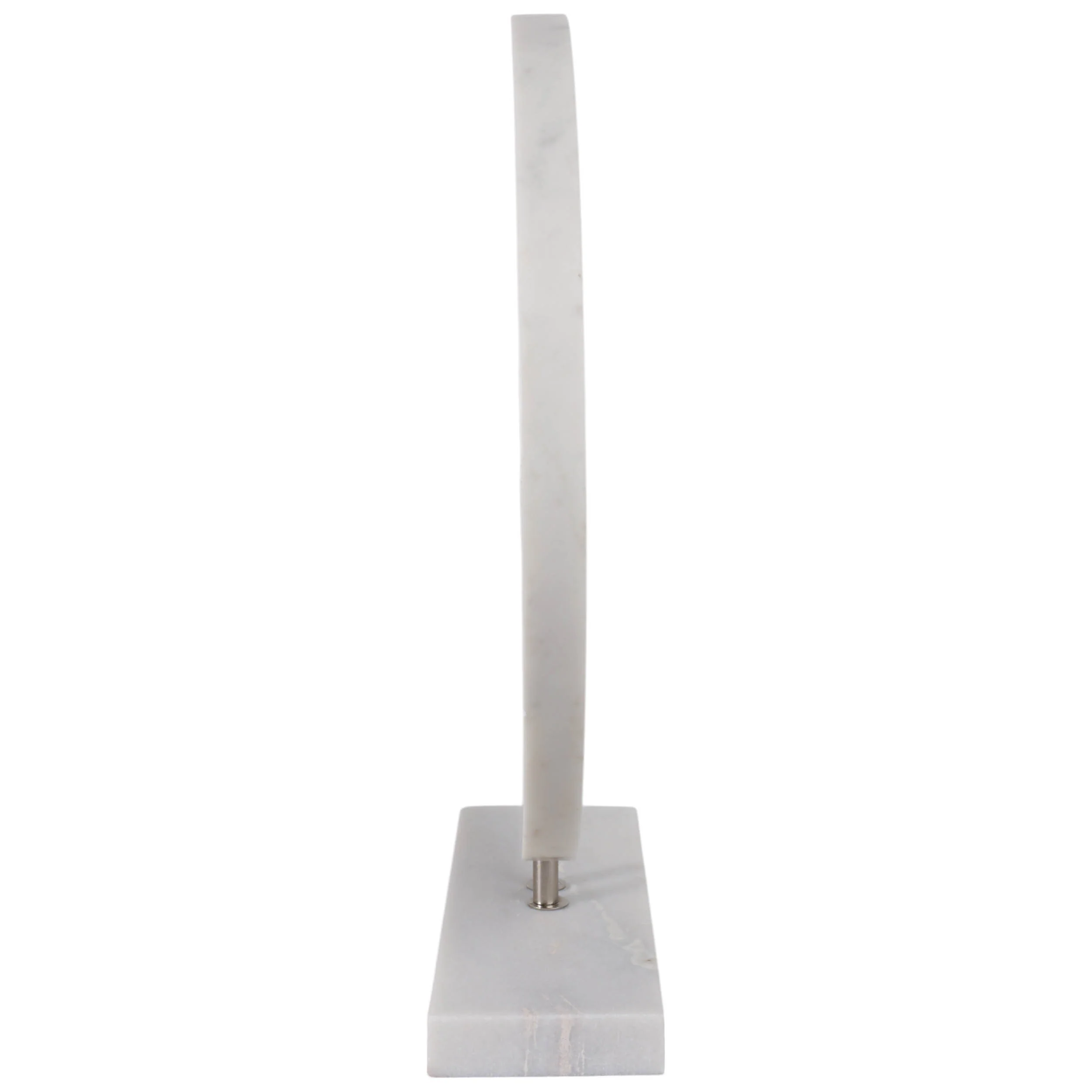 Marble Disc on Stand, White - Image 2