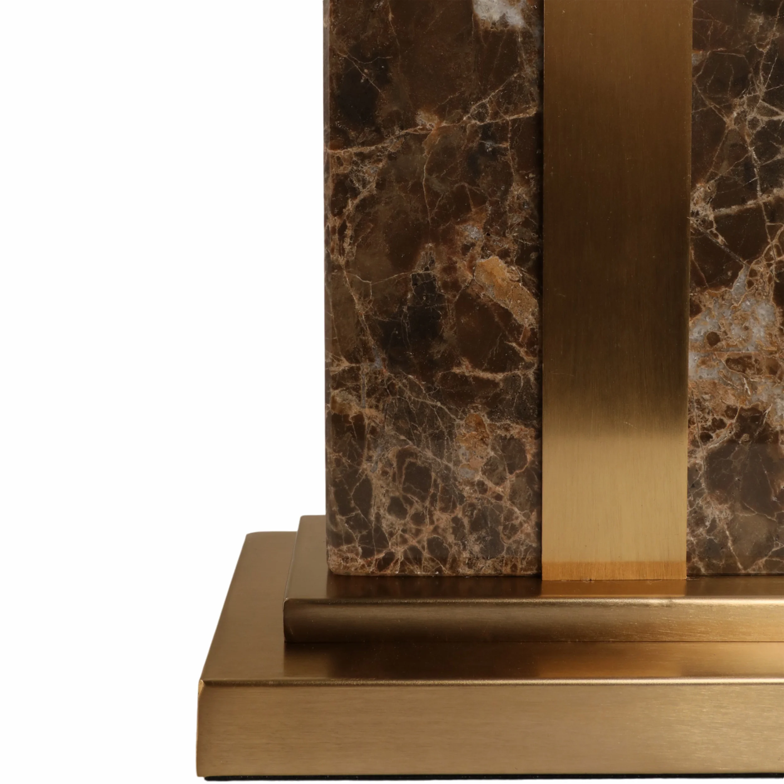 Marble Table Lamp w/Antique Brass, Brown - Image 4
