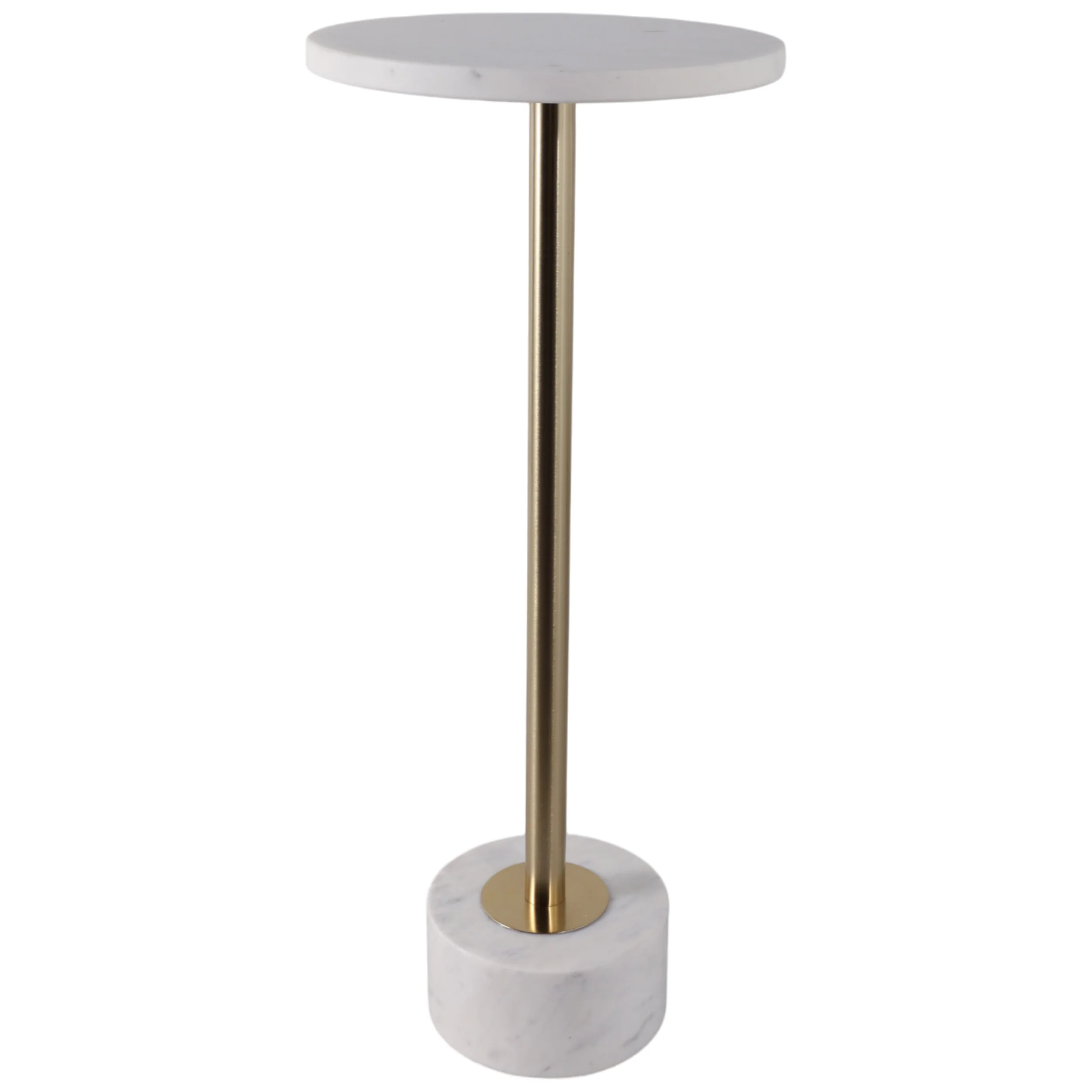 Marble Top Accent Table, White/Gold