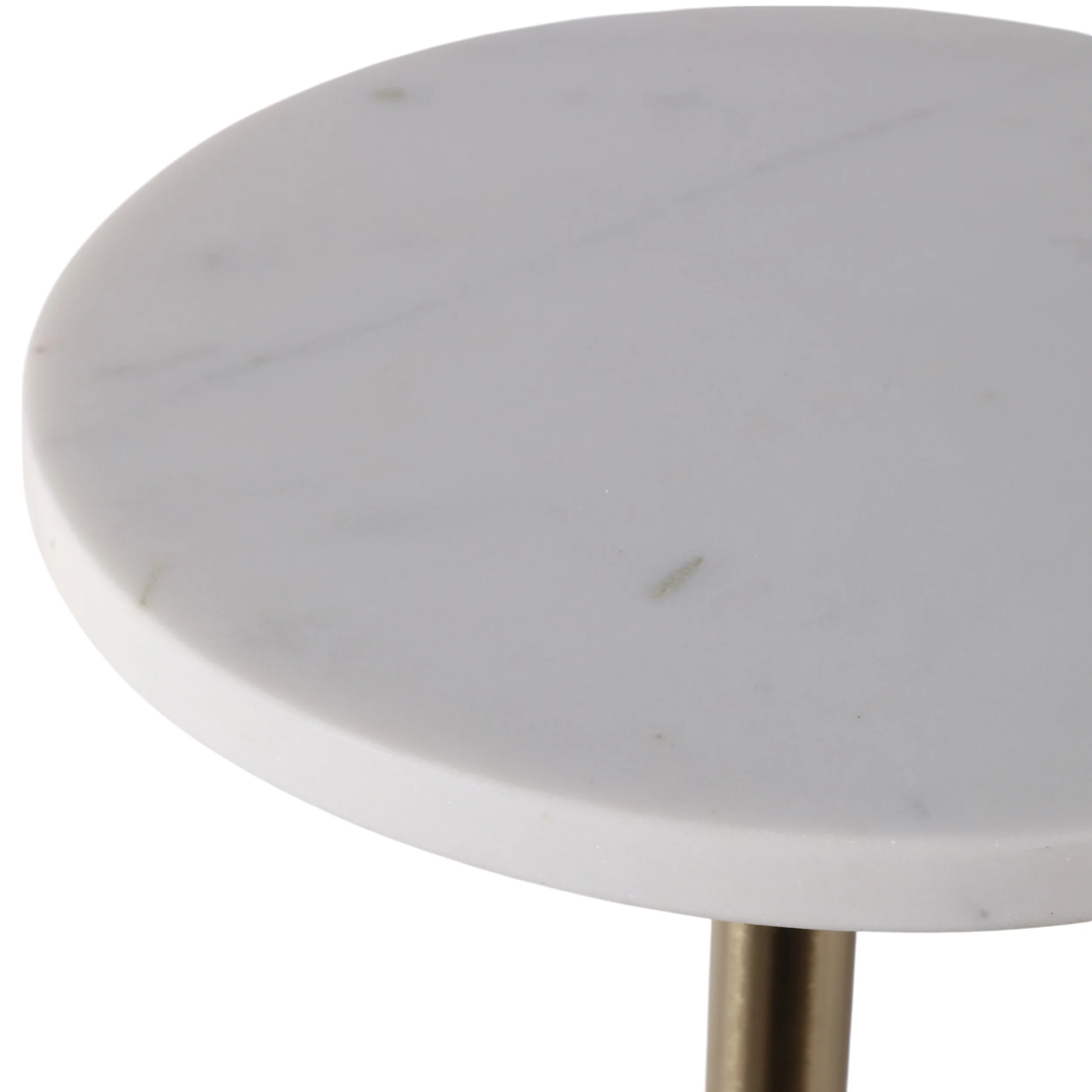 Marble Top Accent Table, White/Gold - Image 3