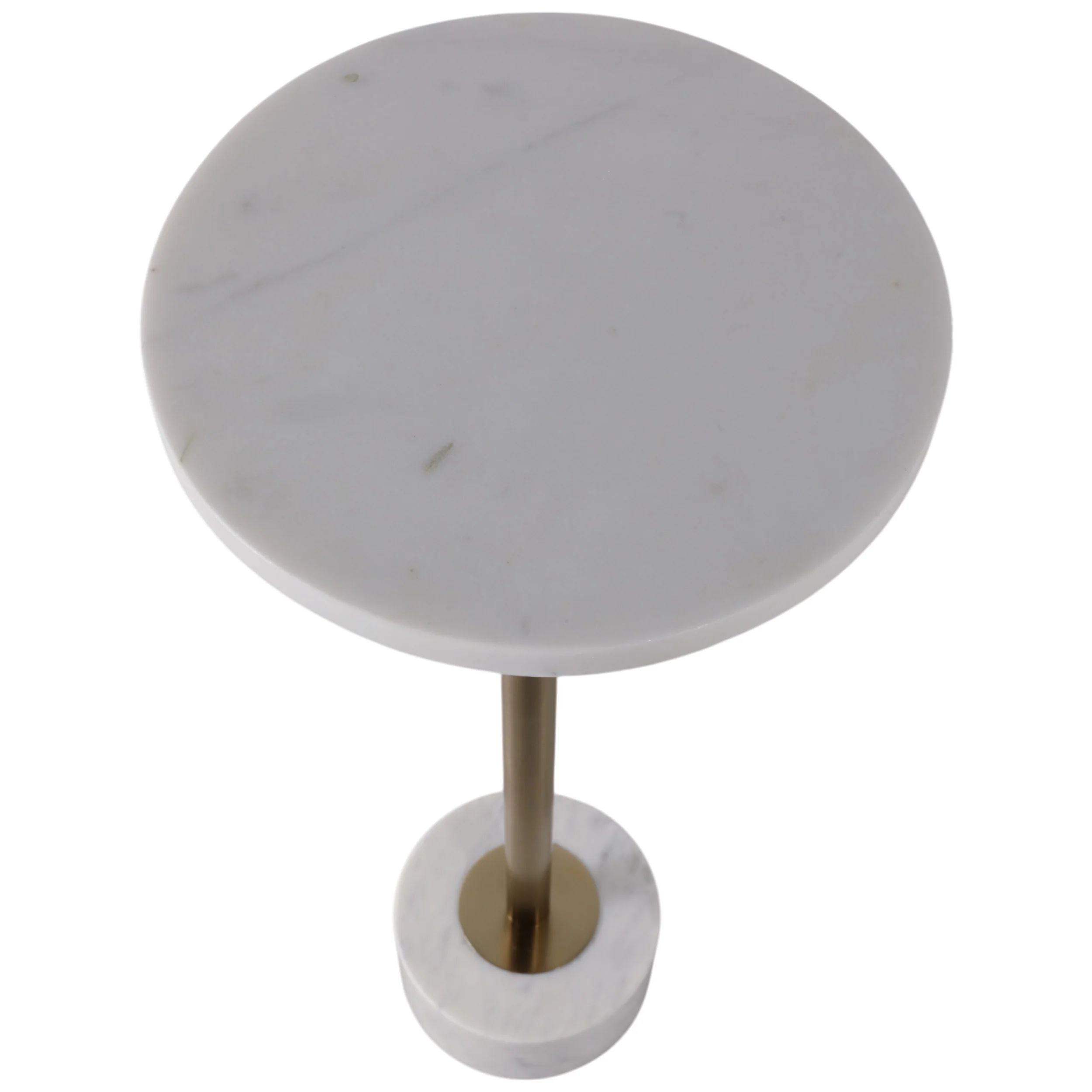 Marble Top Accent Table, White/Gold - Image 4