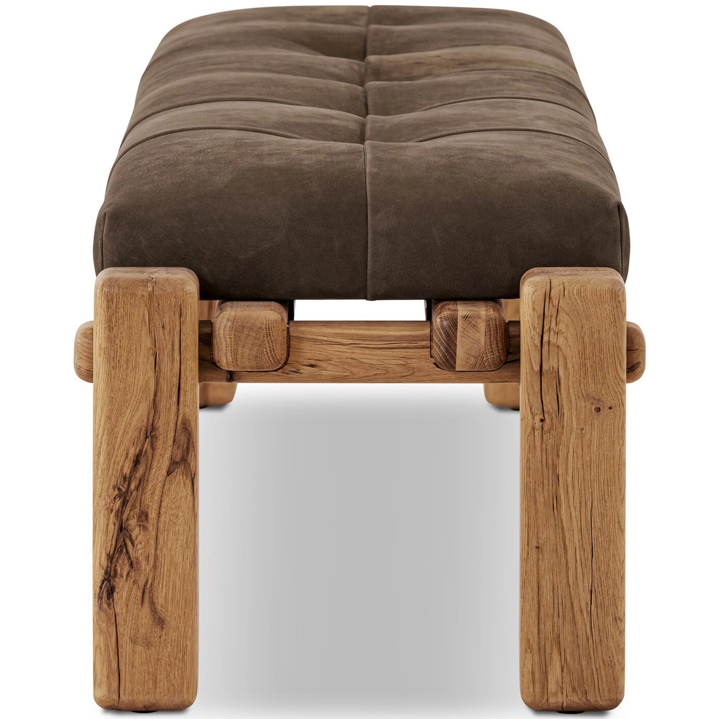 Marcia Leather Accent Bench, Nubuck Cigar by Four Hands - Image 11