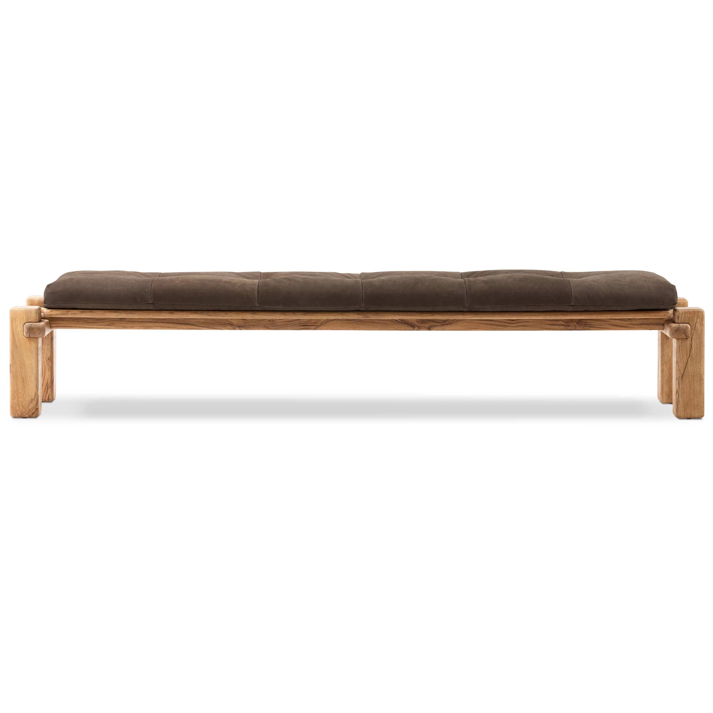 Marcia Leather Bench, Nubuck Cigar by Four Hands - Image 2