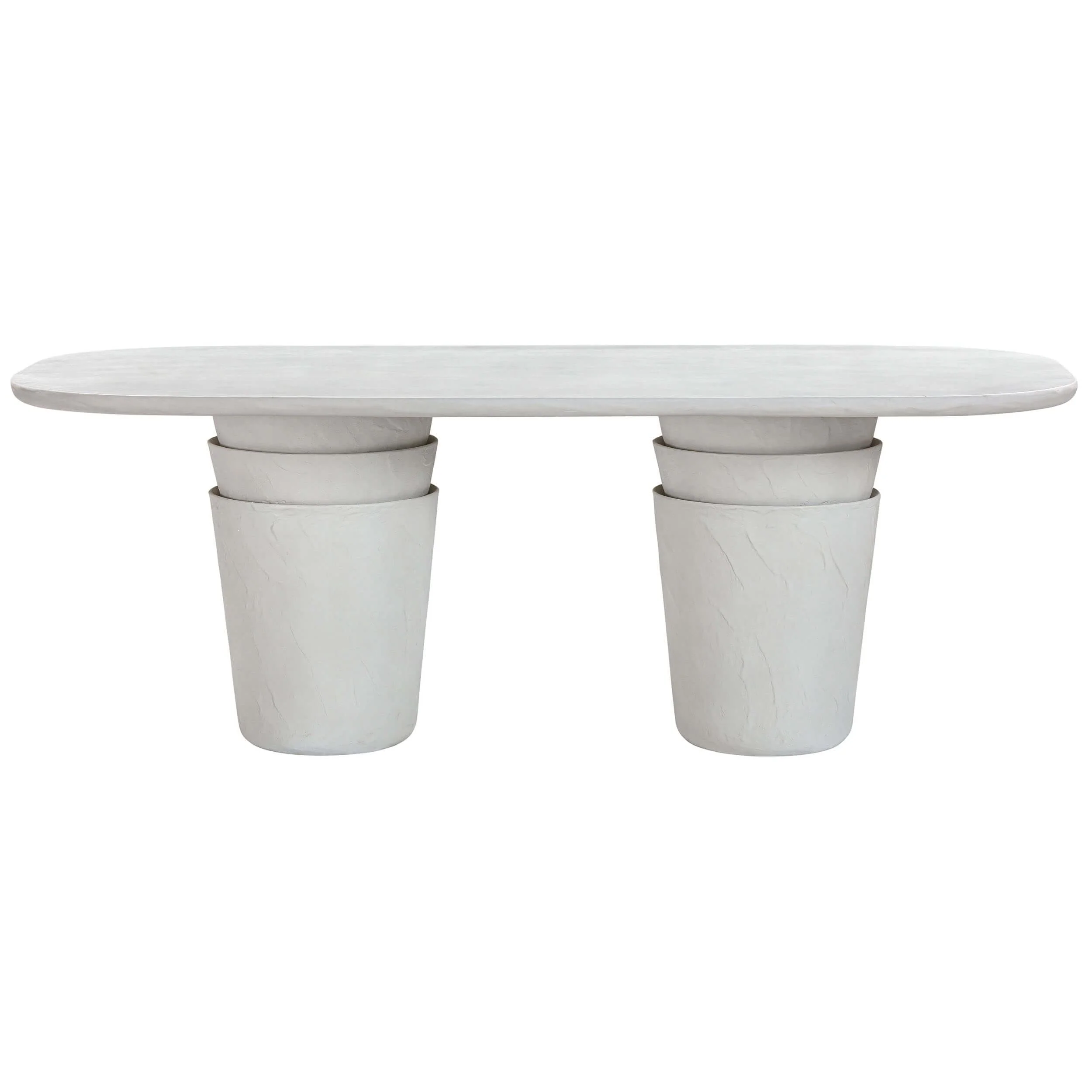 Margot Outdoor Oval Dining Table, Light Grey - Image 2