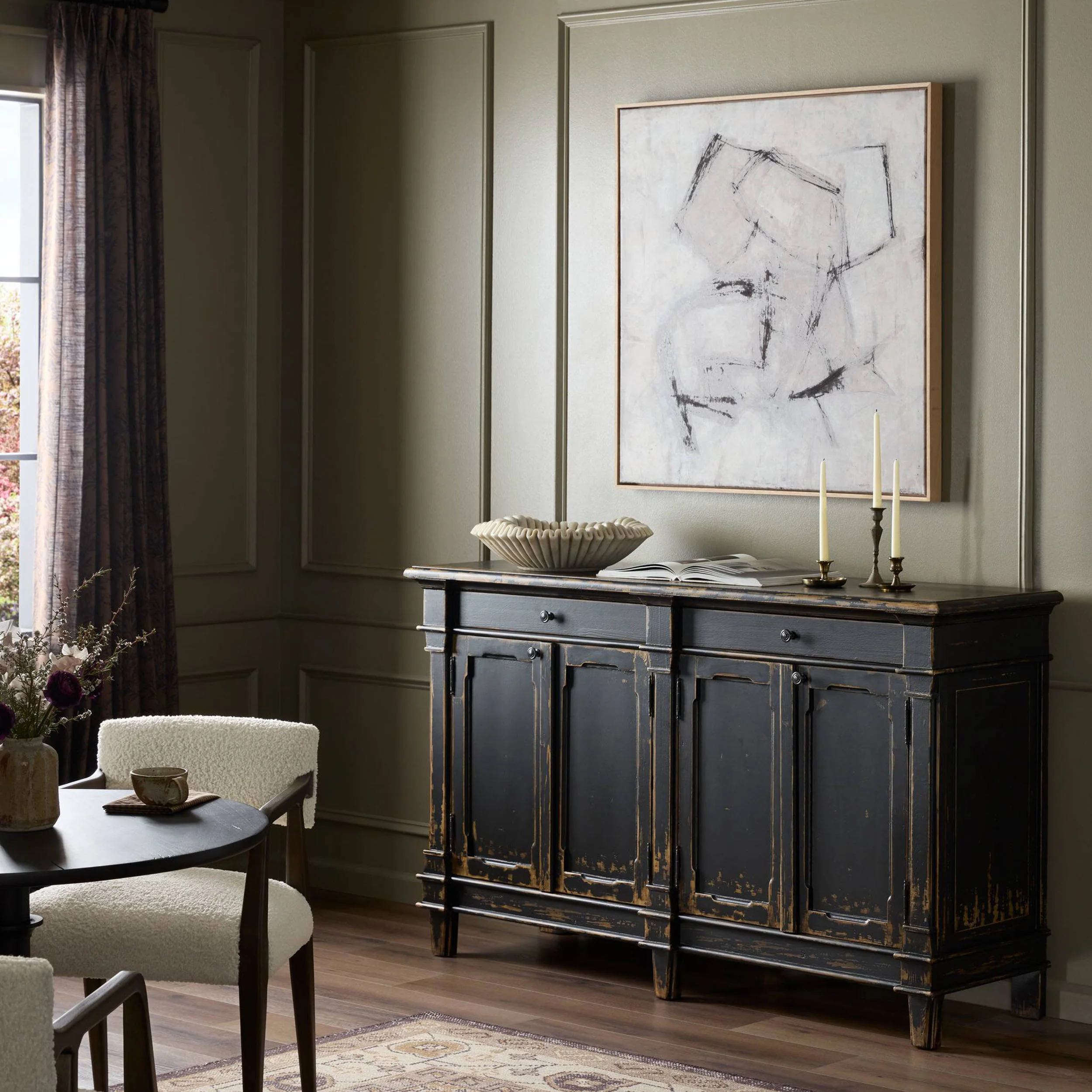 Marjorie 4 Door Sideboard, Distressed Black by Four Hands - Image 7