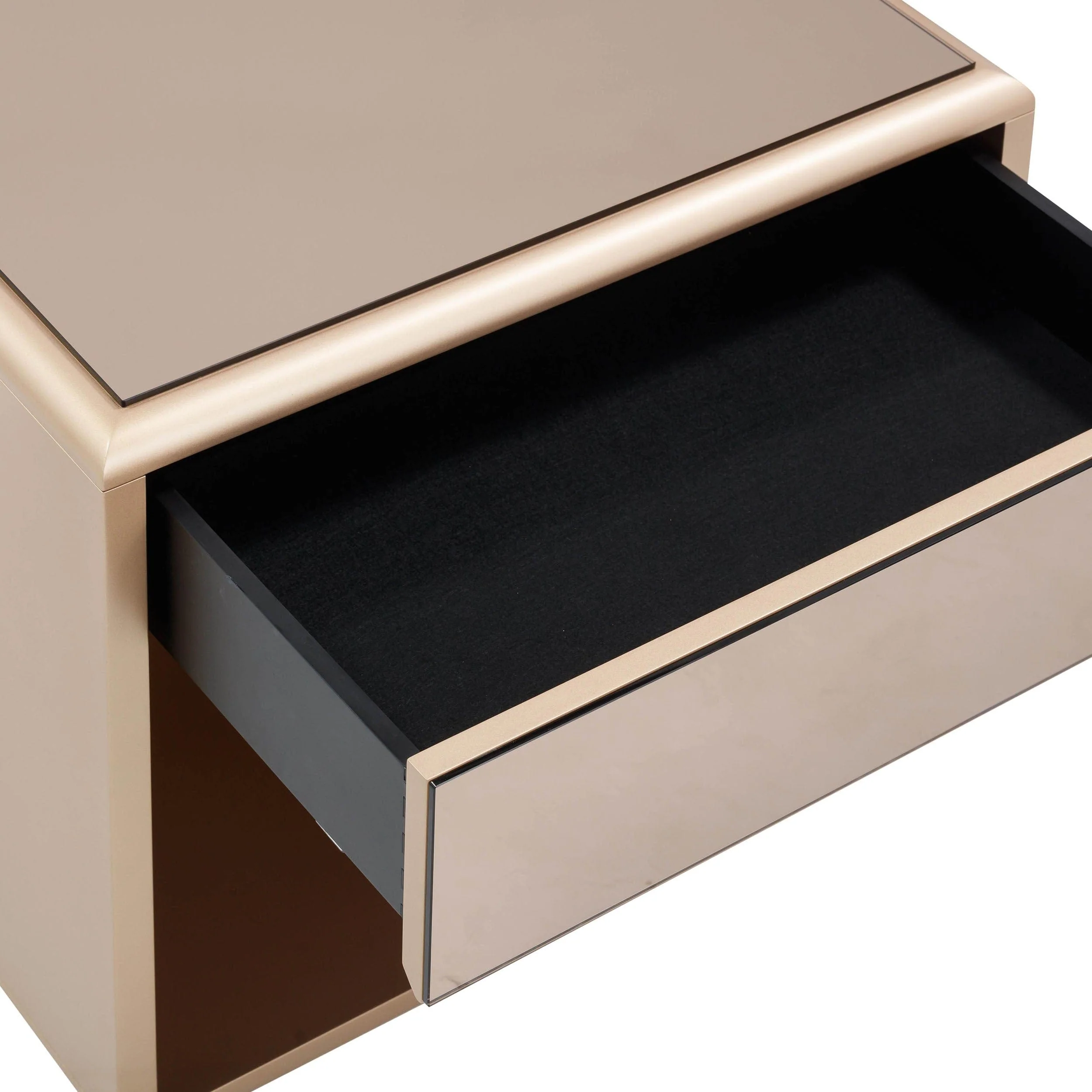 Martha Mirrored Nightstand, Taupe - Image 4