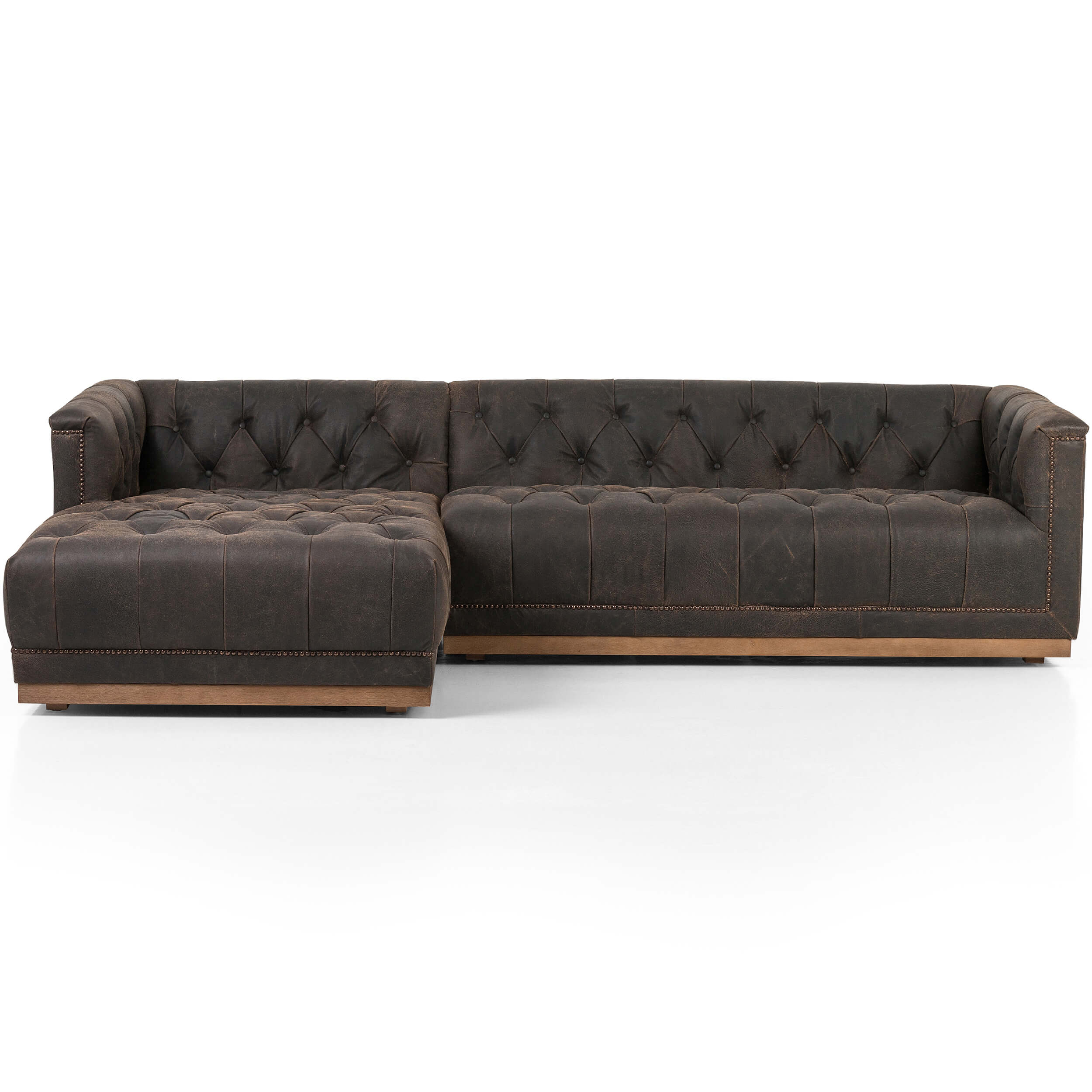 Maxx 2 Piece Leather Sectional, Destroyed Black by Four Hands - Image 2