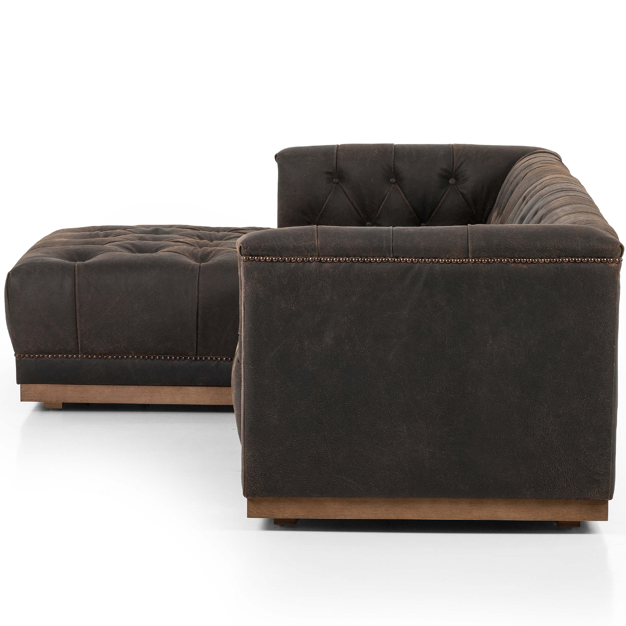 Maxx 2 Piece Leather Sectional, Destroyed Black by Four Hands - Image 3