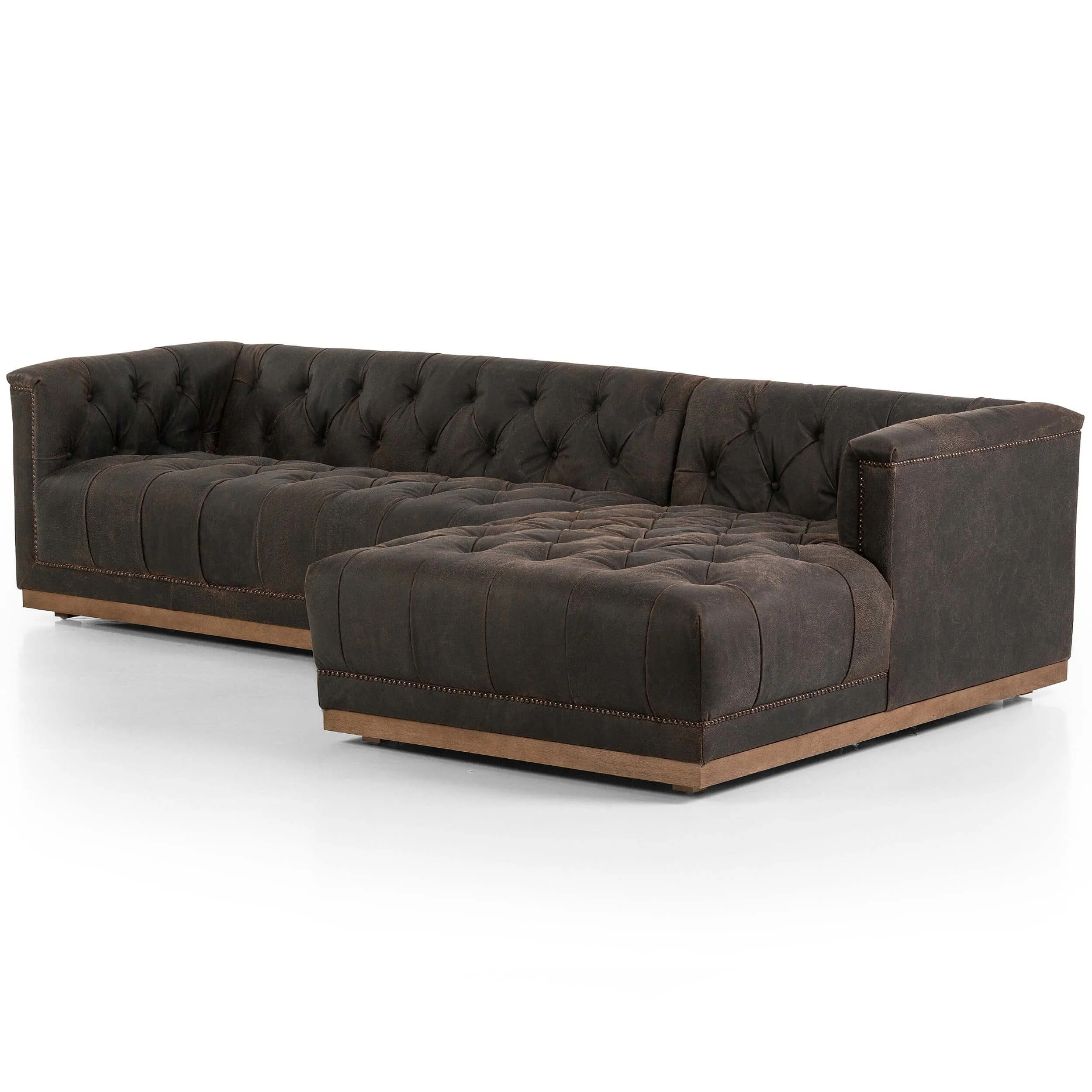 Maxx 2 Piece Leather Sectional, Destroyed Black by Four Hands - Image 6