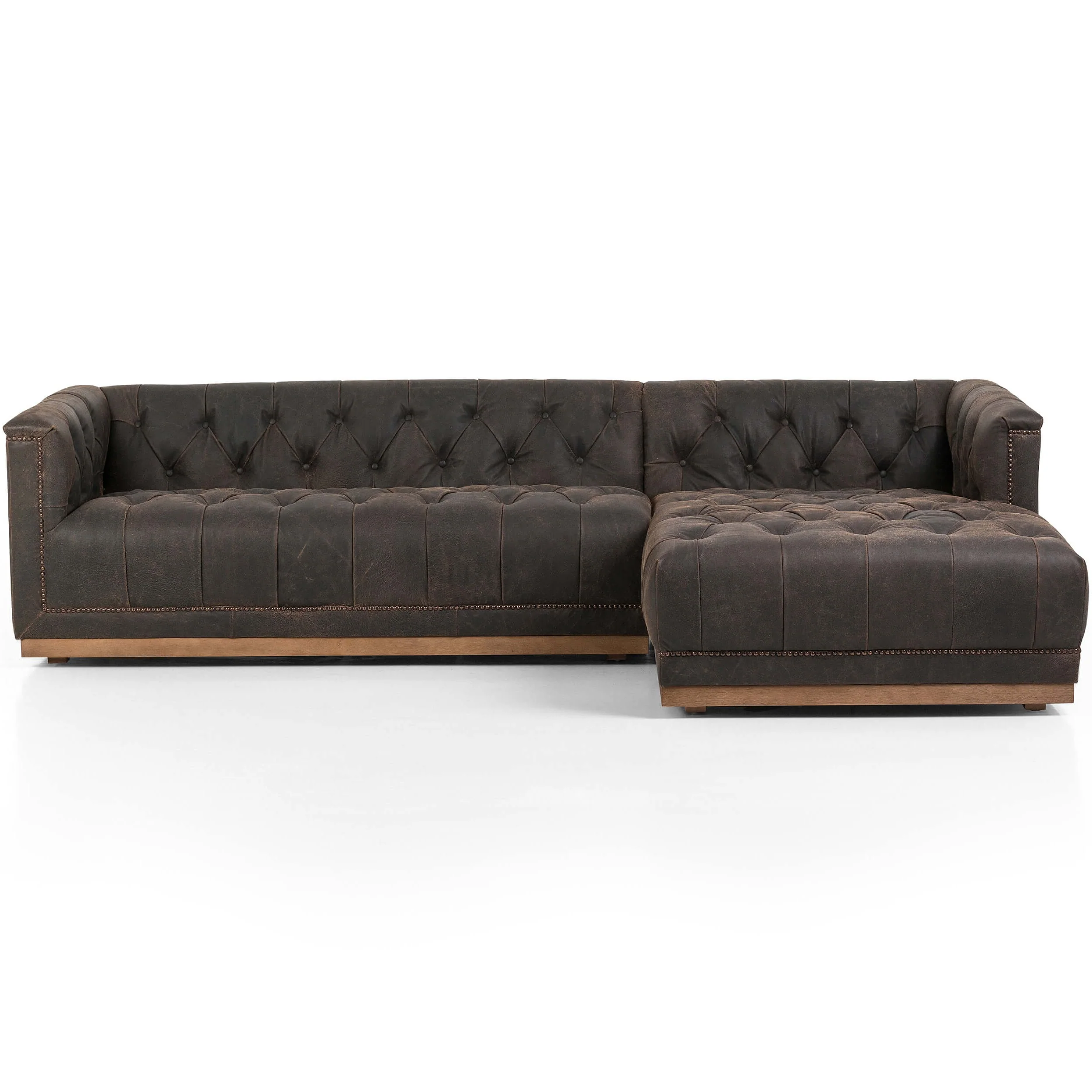 Maxx 2 Piece Leather Sectional, Destroyed Black by Four Hands - Image 7
