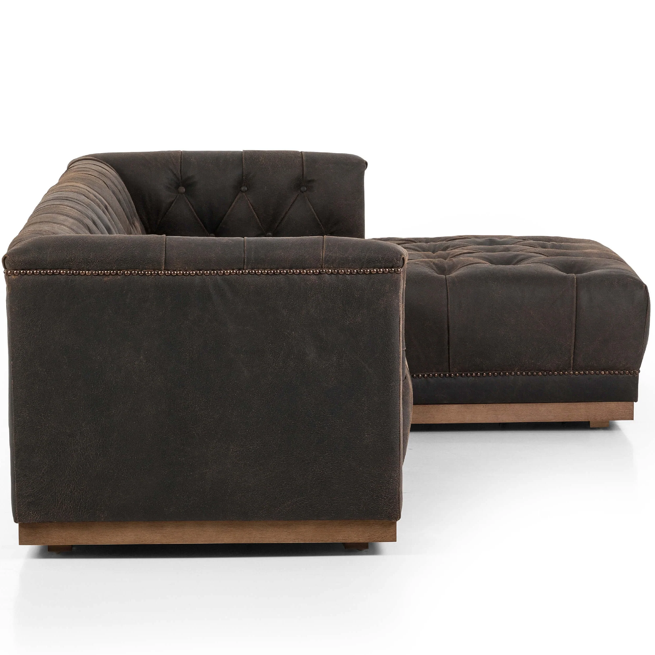 Maxx 2 Piece Leather Sectional, Destroyed Black by Four Hands - Image 8