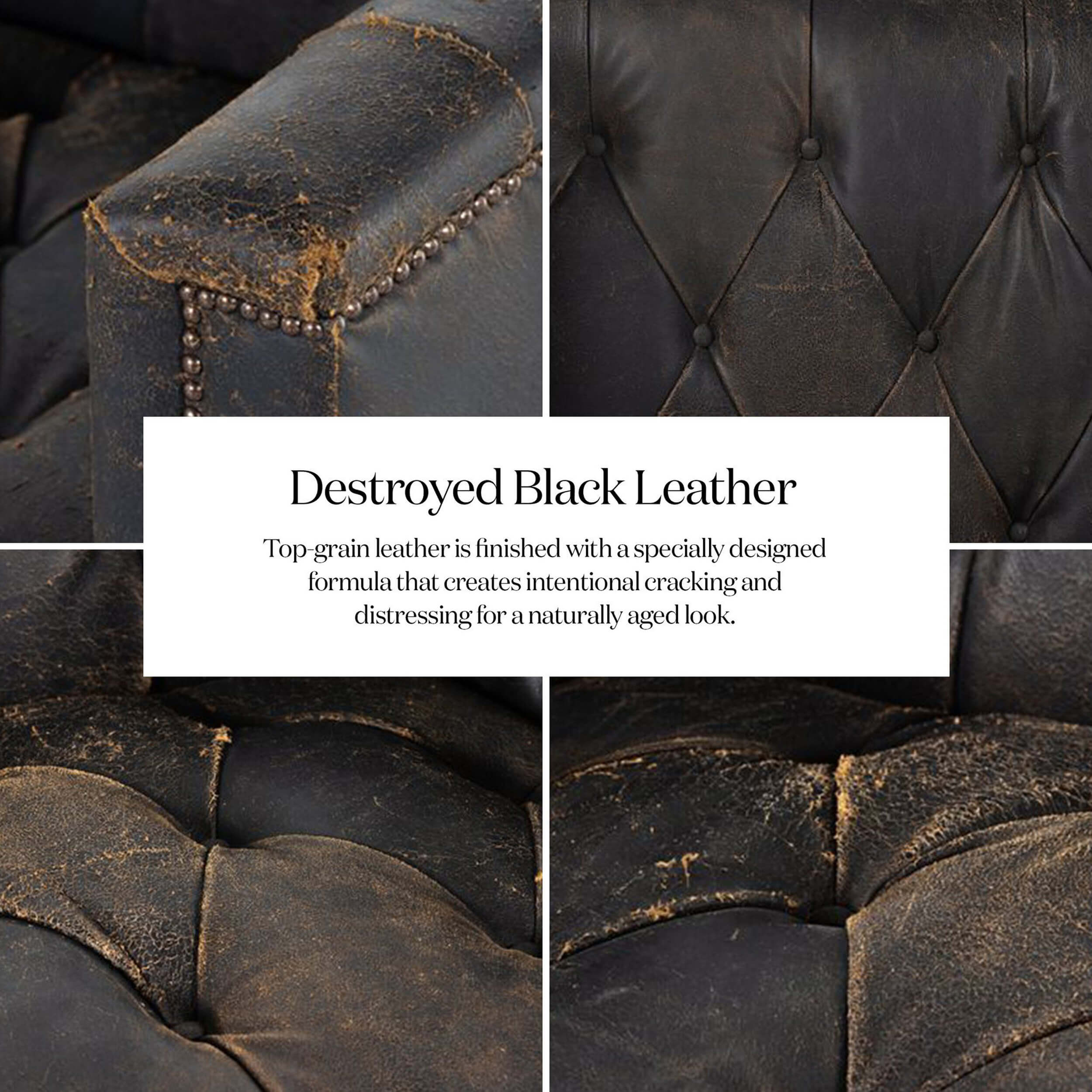 Maxx Leather Sofa, Destroyed Black by Four Hands - Image 8